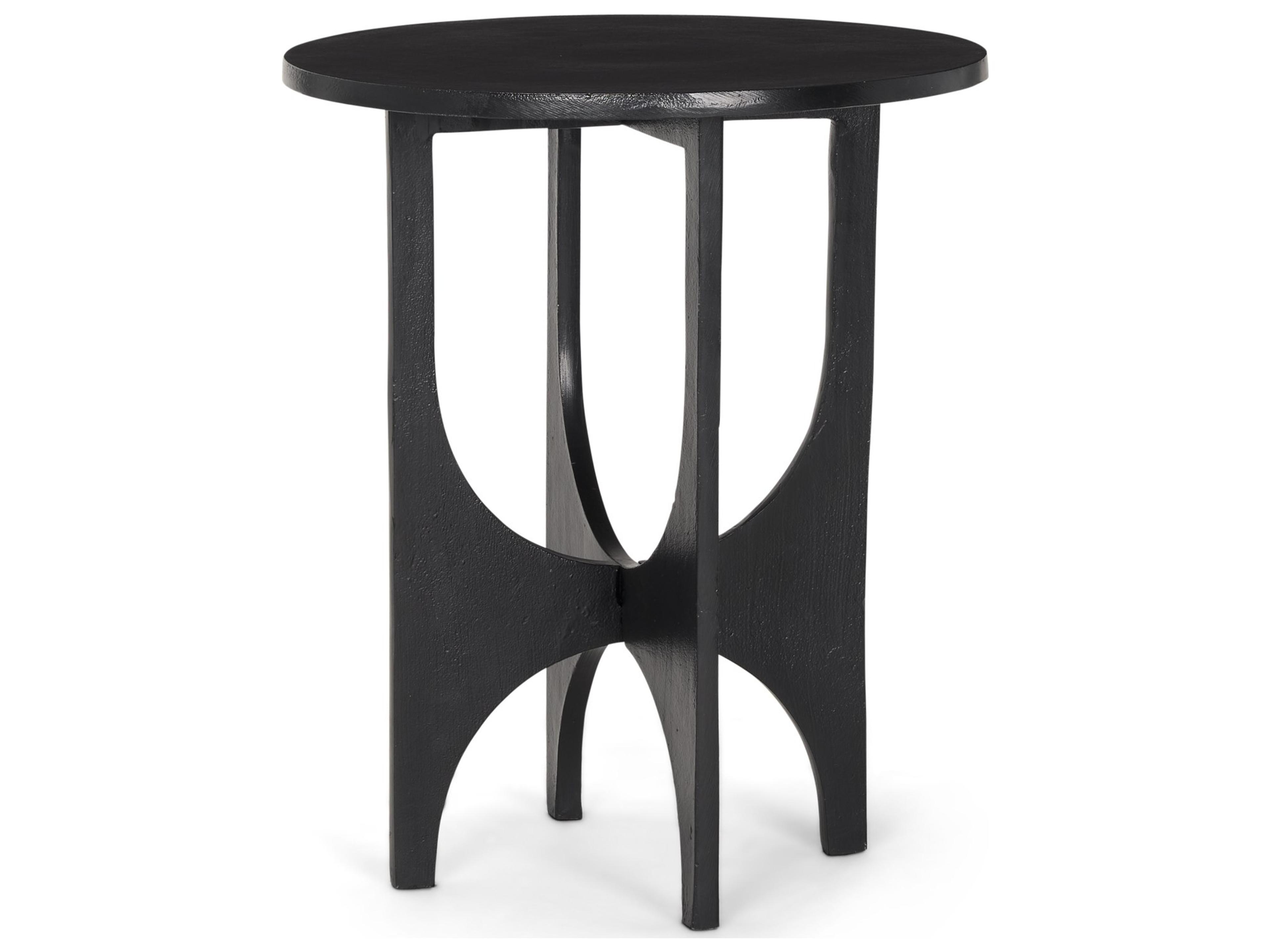 Sobi Textured Matte Black Round Metal Accent Table