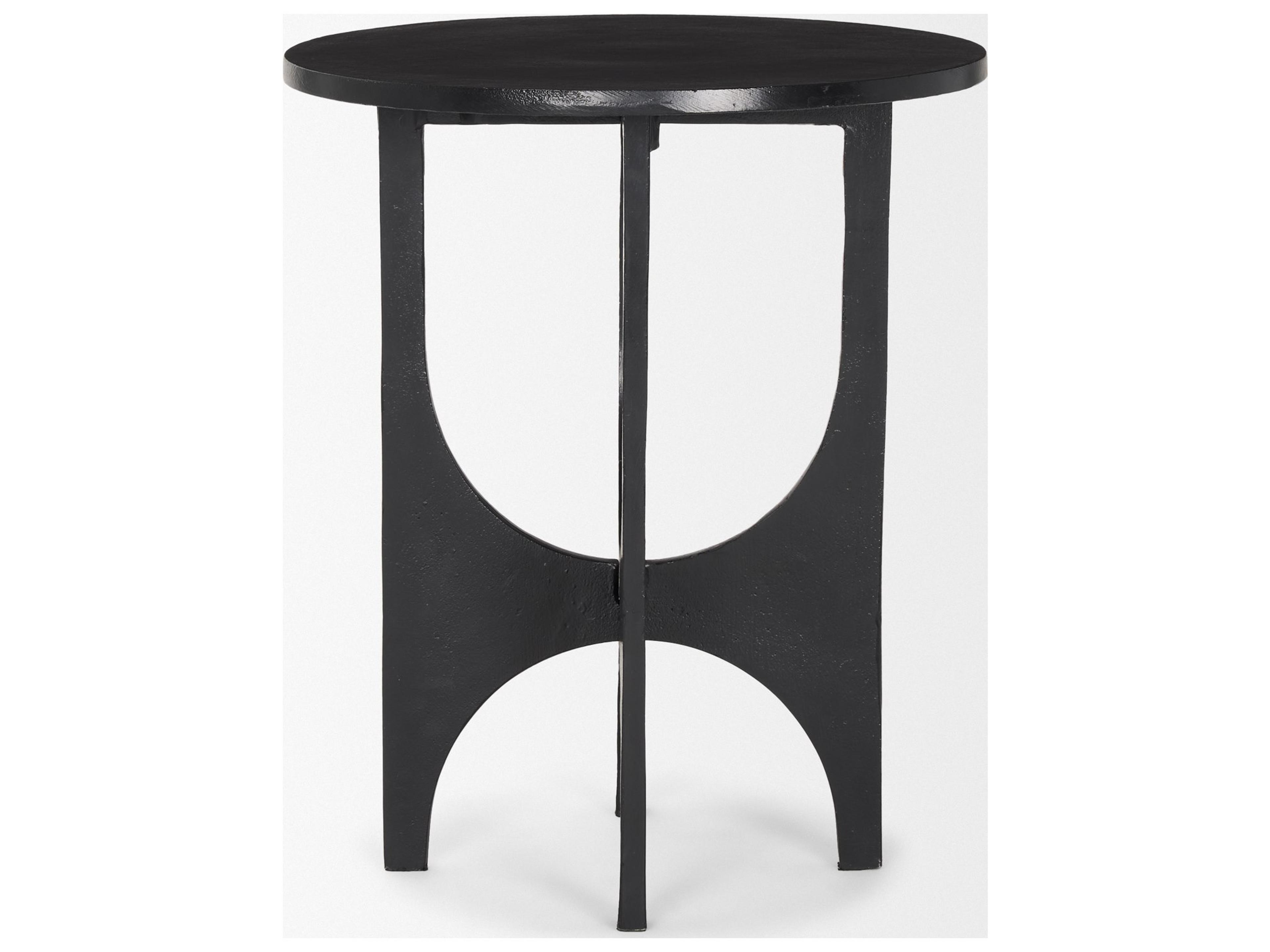 Mercana Sobi Textured Matte Black Round Metal Accent Table