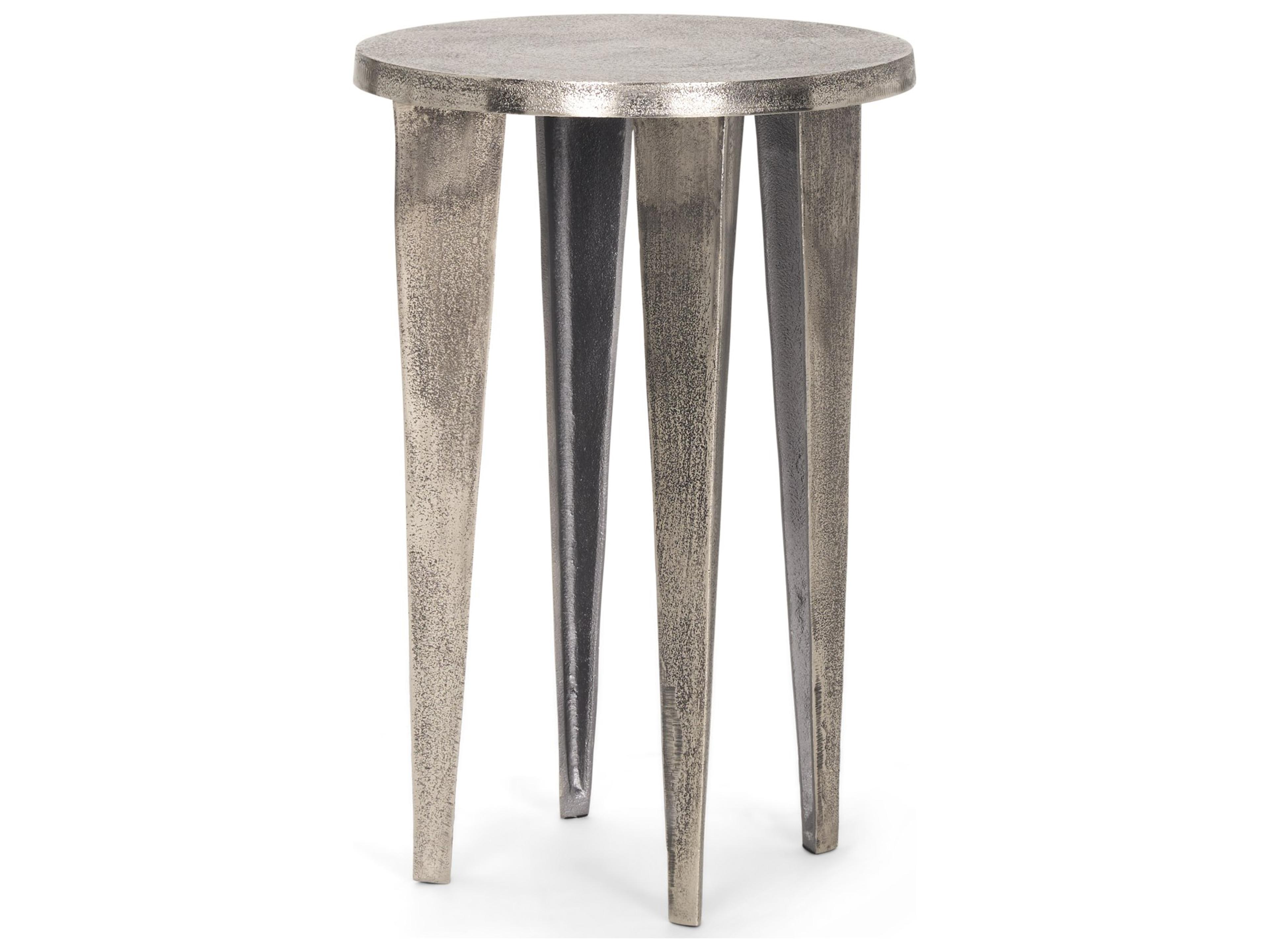 Maggie Textured Silver Nickel Cast Aluminum Metal Accent Table