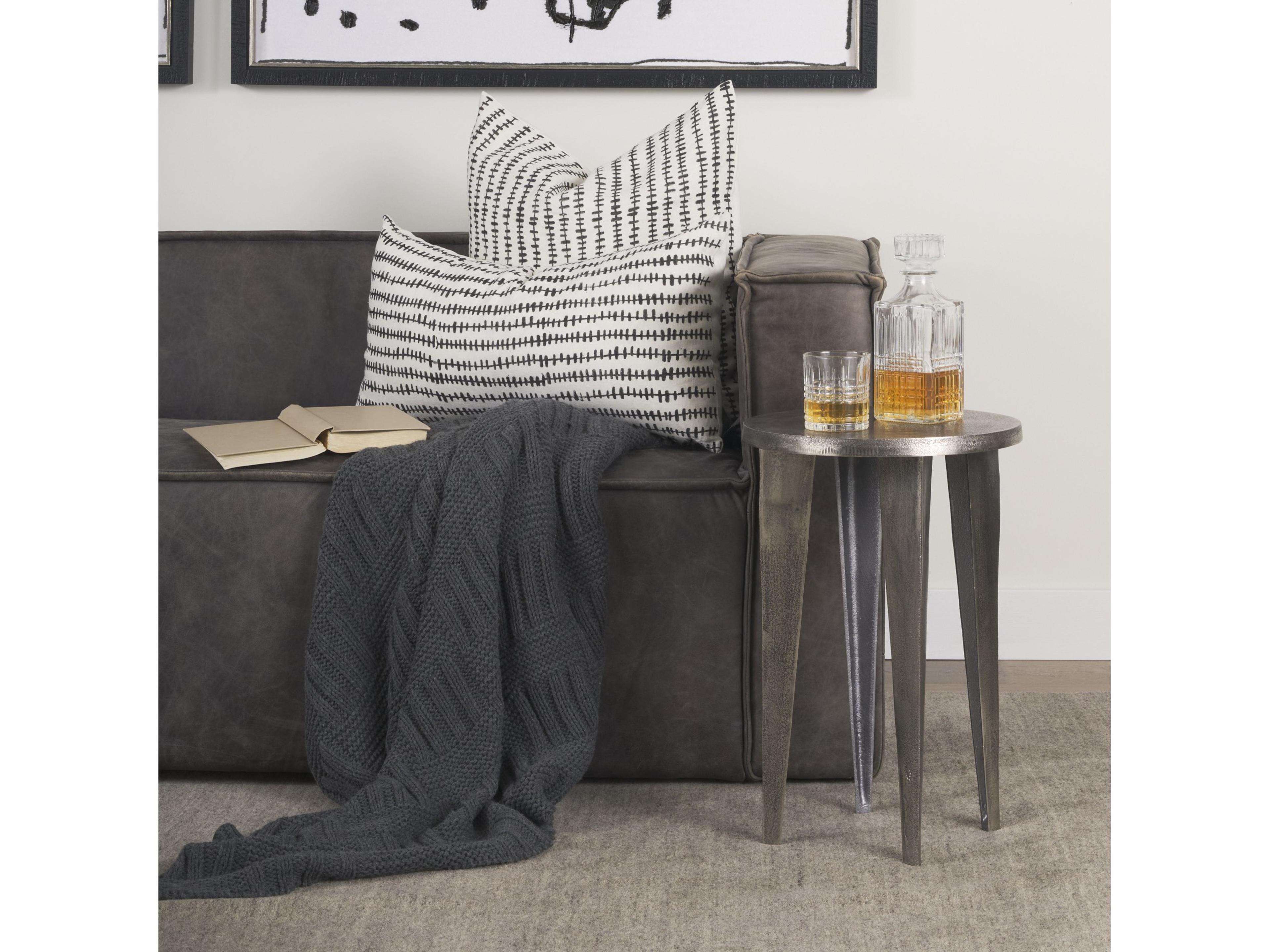 Mercana Maggie Textured Silver Nickel Cast Aluminum Metal Accent Table