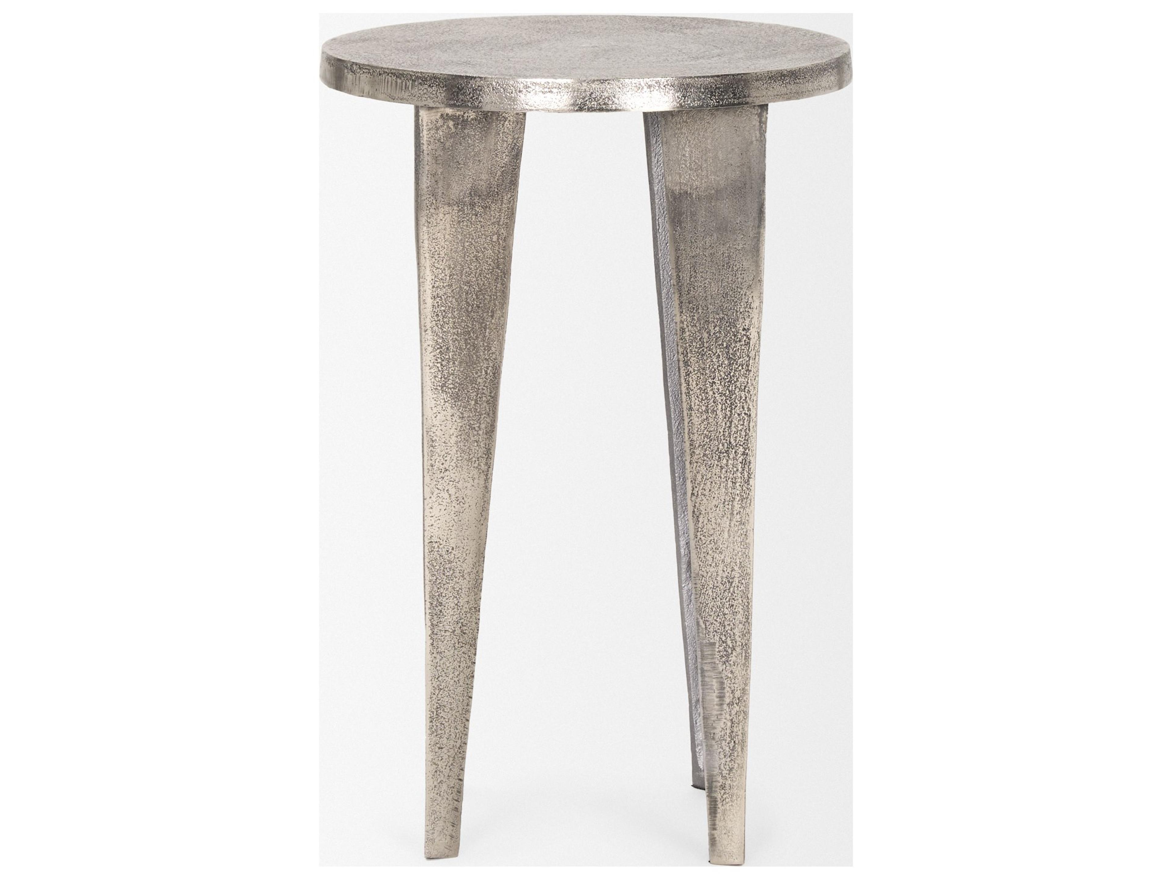 Mercana Maggie Textured Silver Nickel Cast Aluminum Metal Accent Table