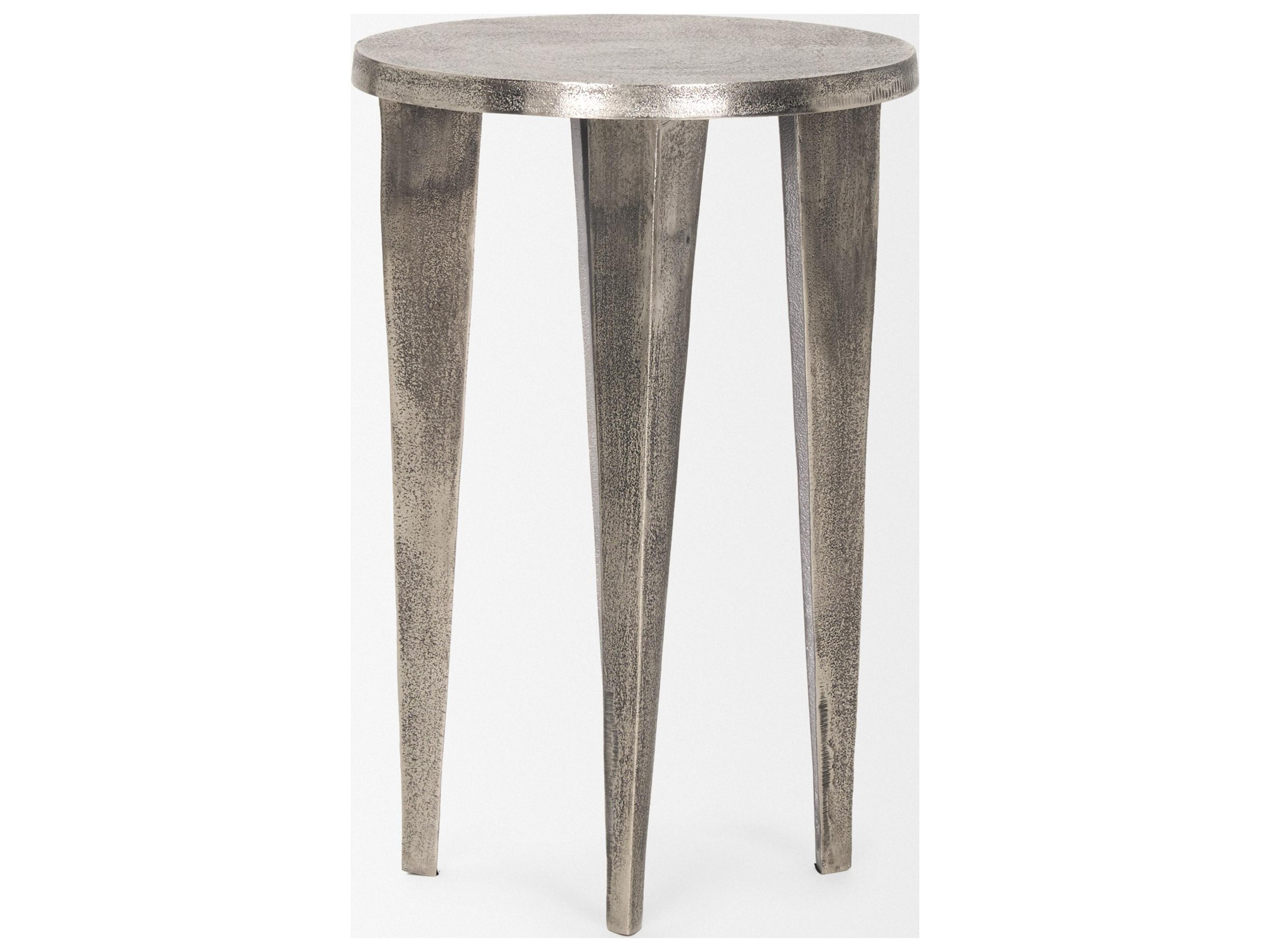 Mercana Maggie Textured Silver Nickel Cast Aluminum Metal Accent Table