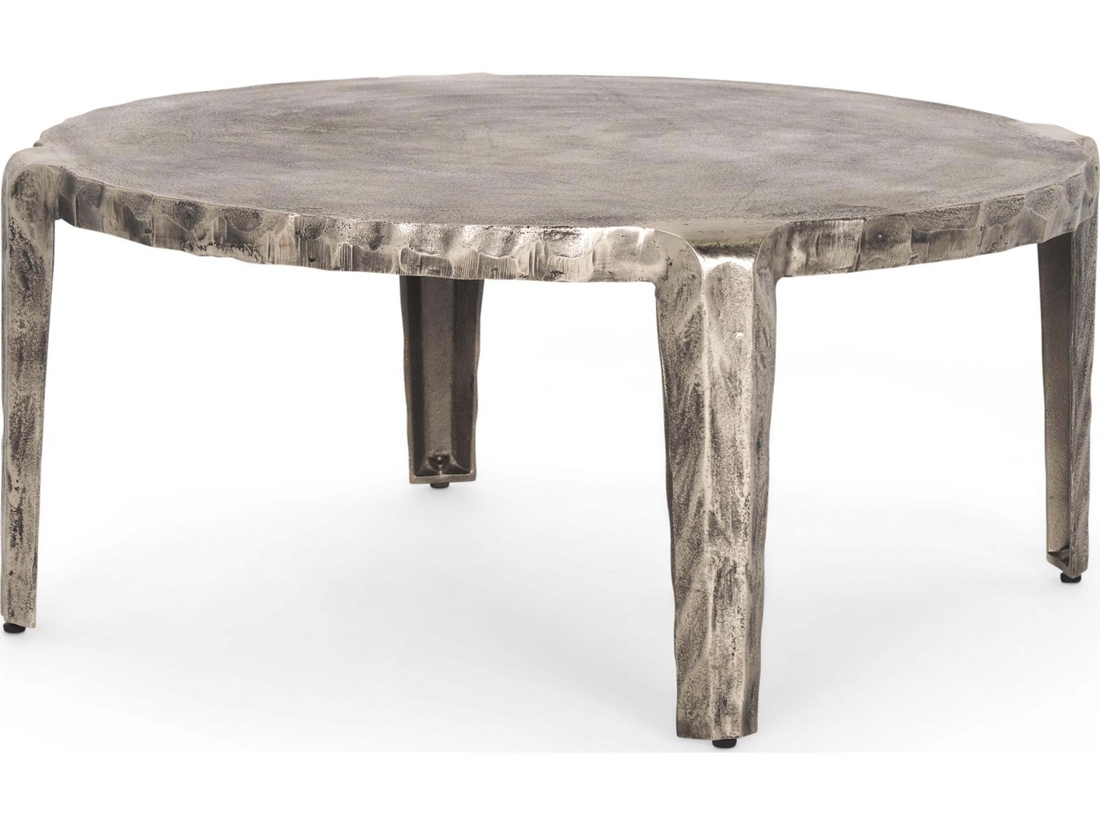 Randy Silver Nickel Cast Aluminum Metal Coffee Table