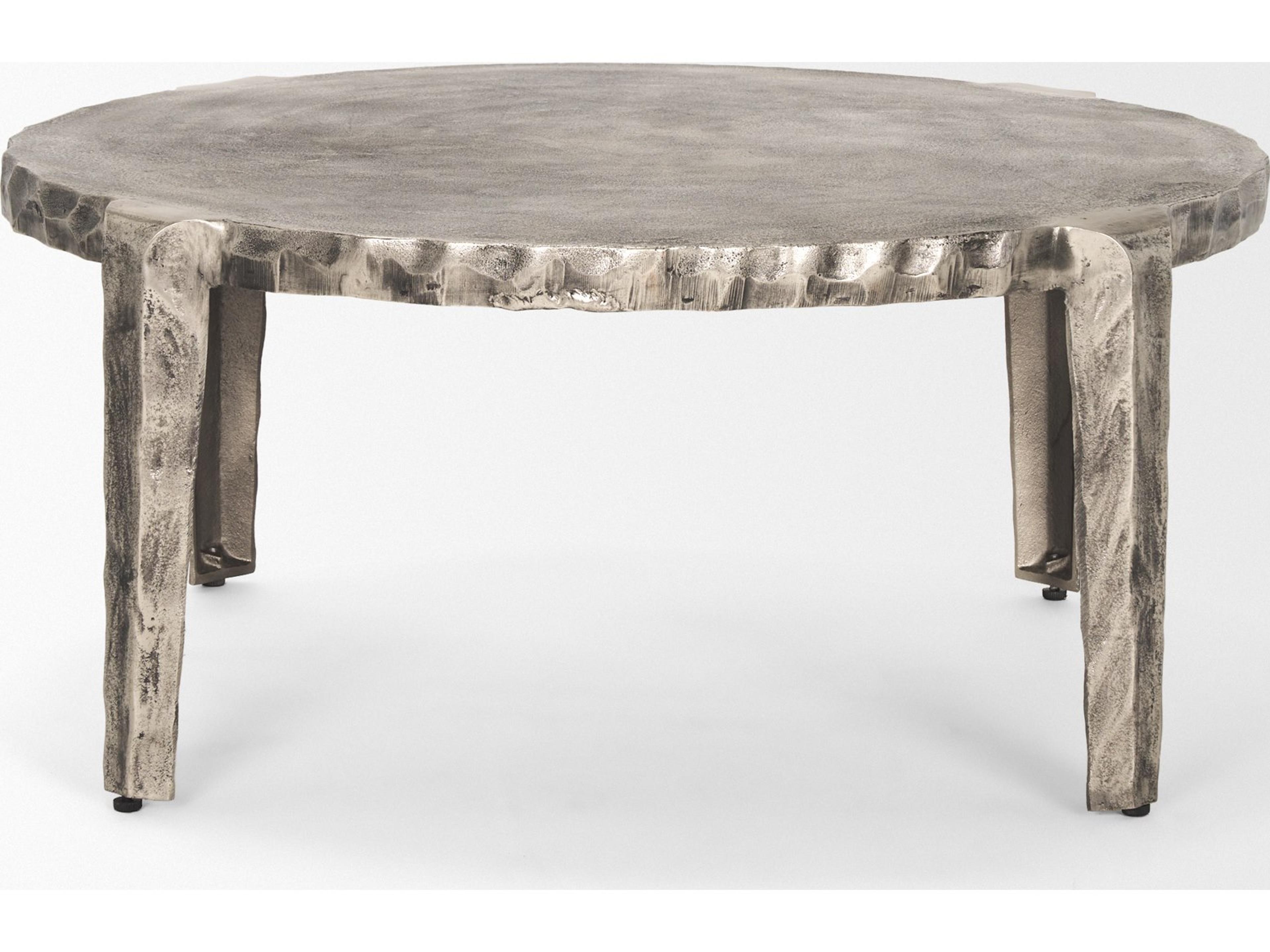 Mercana Randy Silver Nickel Cast Aluminum Metal Coffee Table