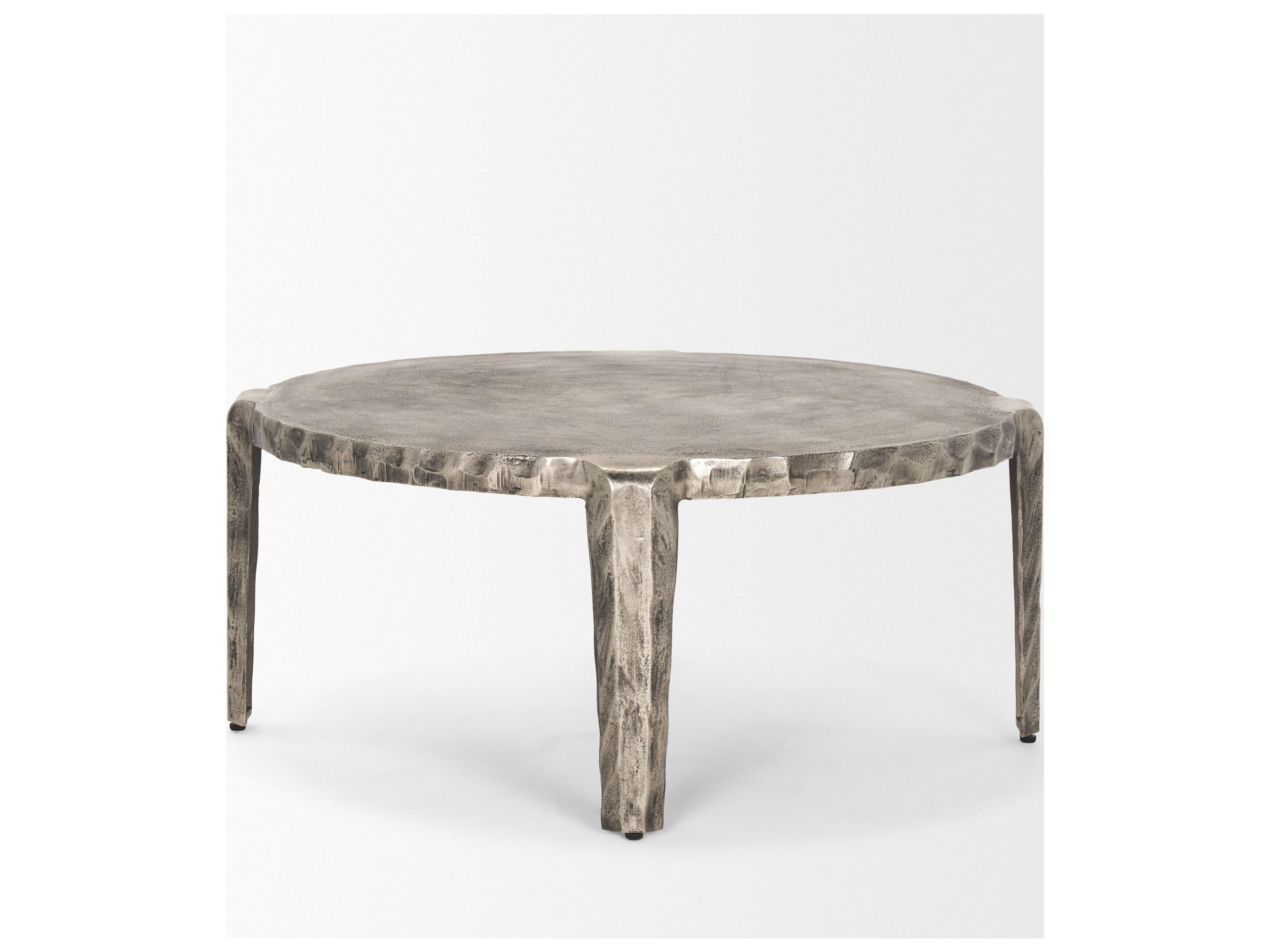 Mercana Randy Silver Nickel Cast Aluminum Metal Coffee Table