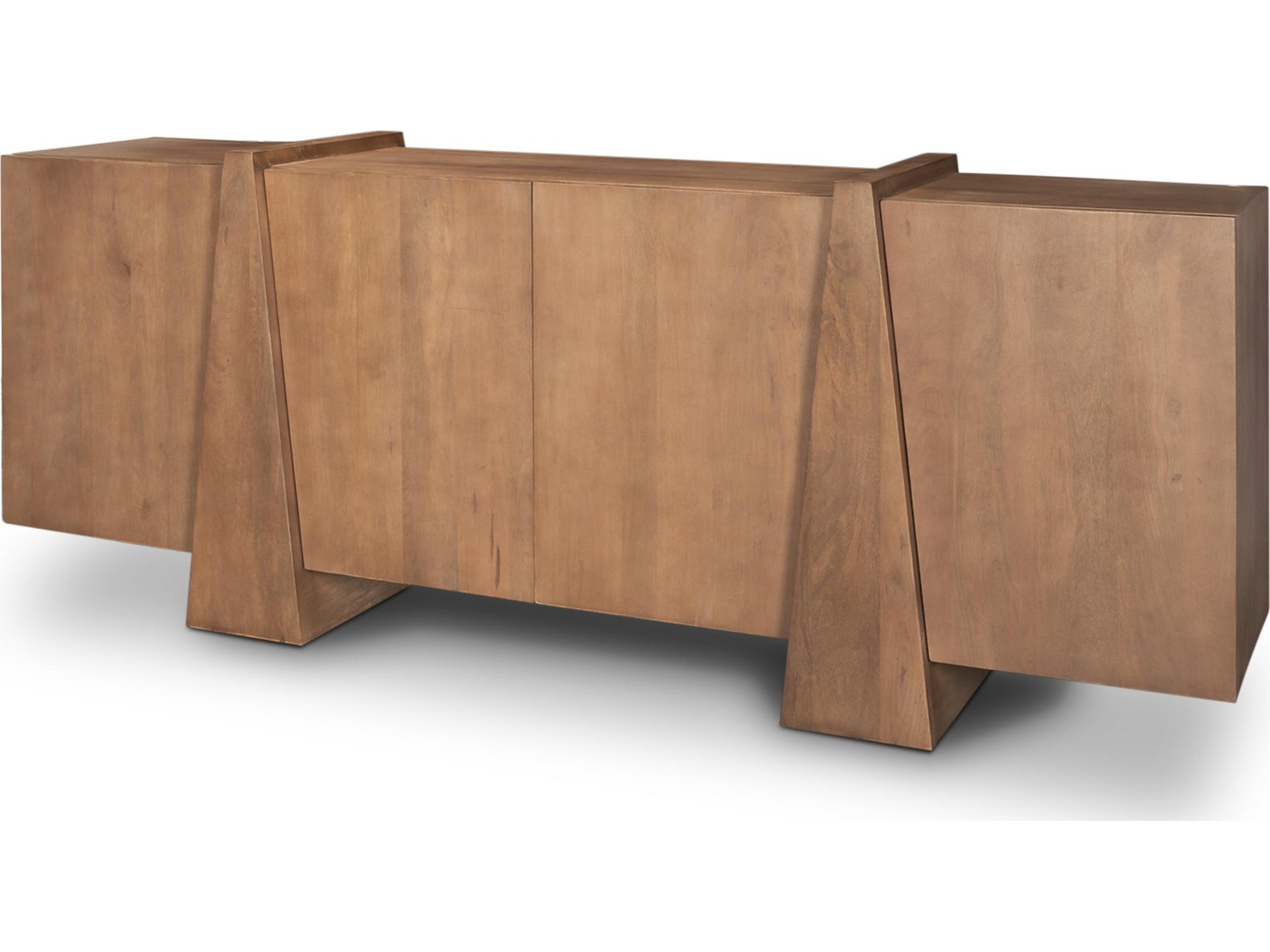 Eula Medium Brown Wood 4-Door Sideboard