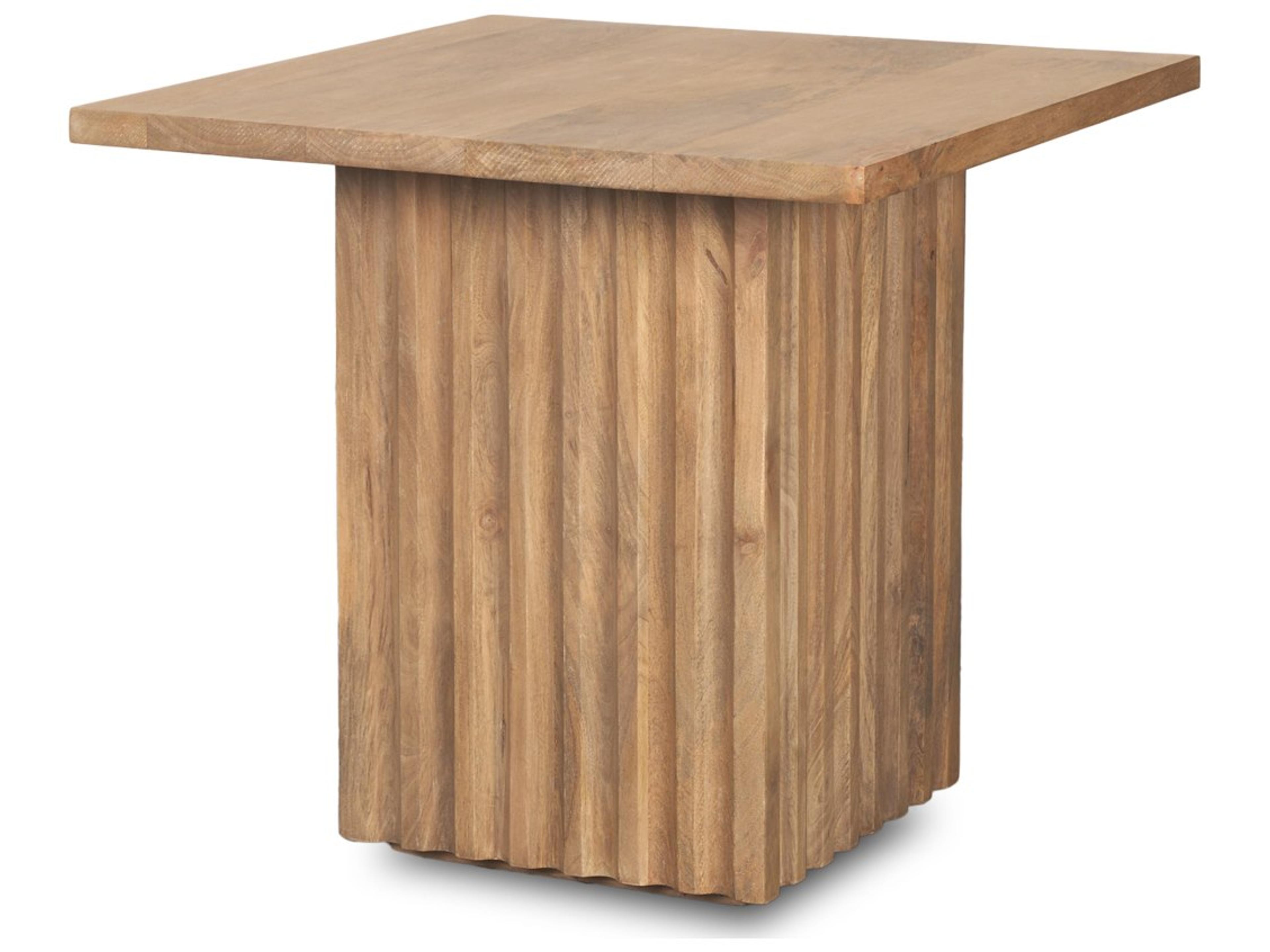 June Light Brown Wood w/ Fluting Square Side Table