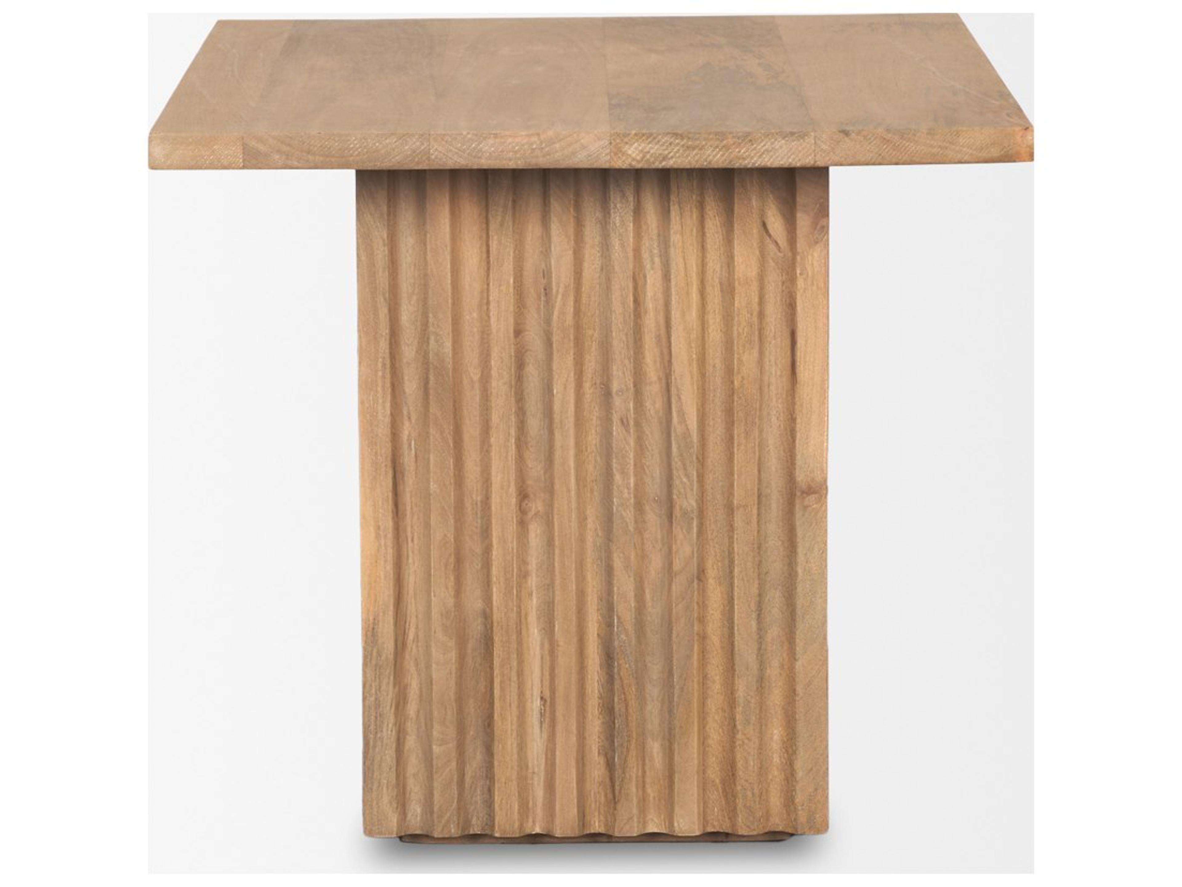 Mercana June Light Brown Wood w/ Fluting Square Side Table