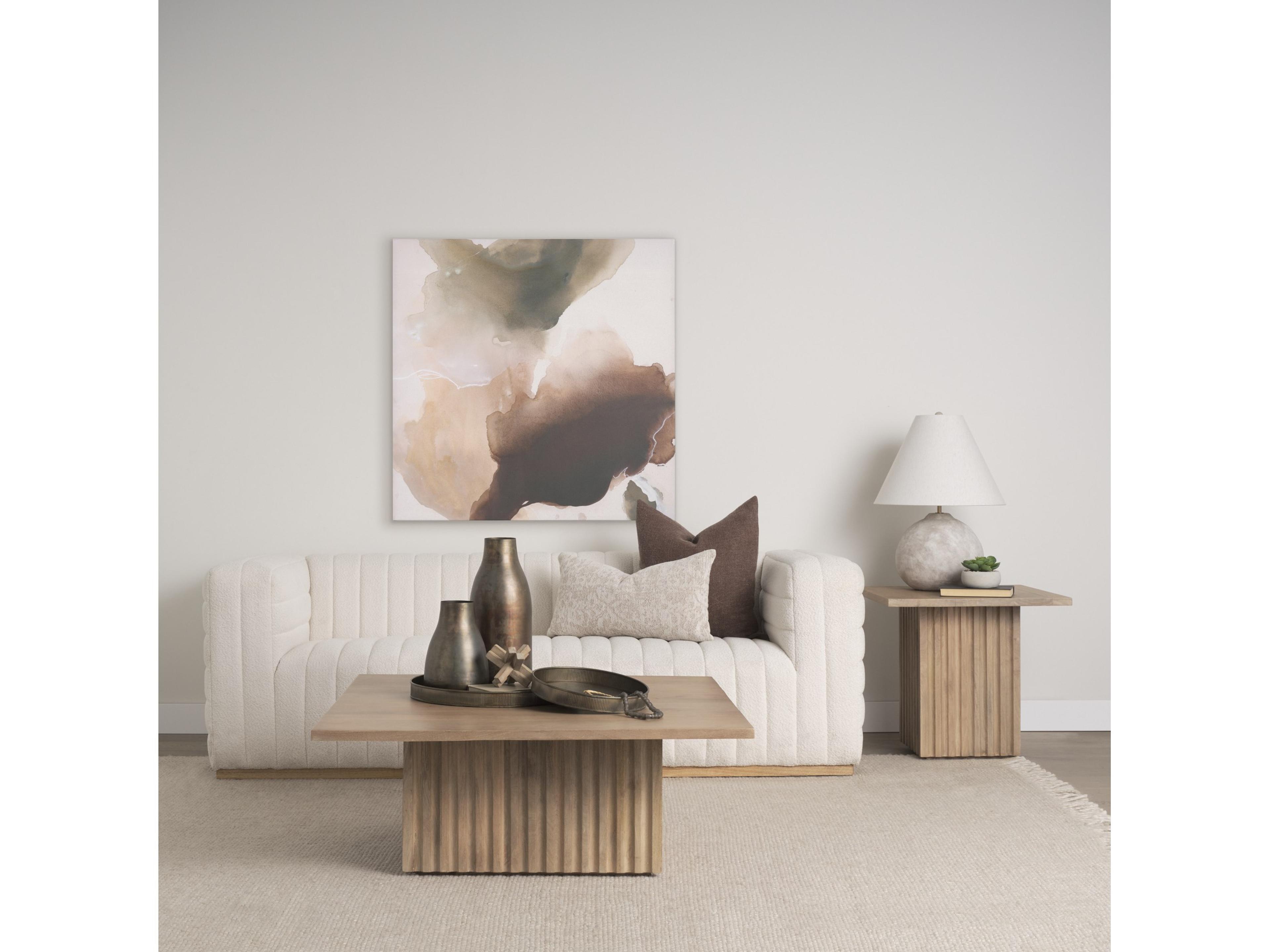 Mercana June Light Brown Wood w/ Fluting Square Coffee Table