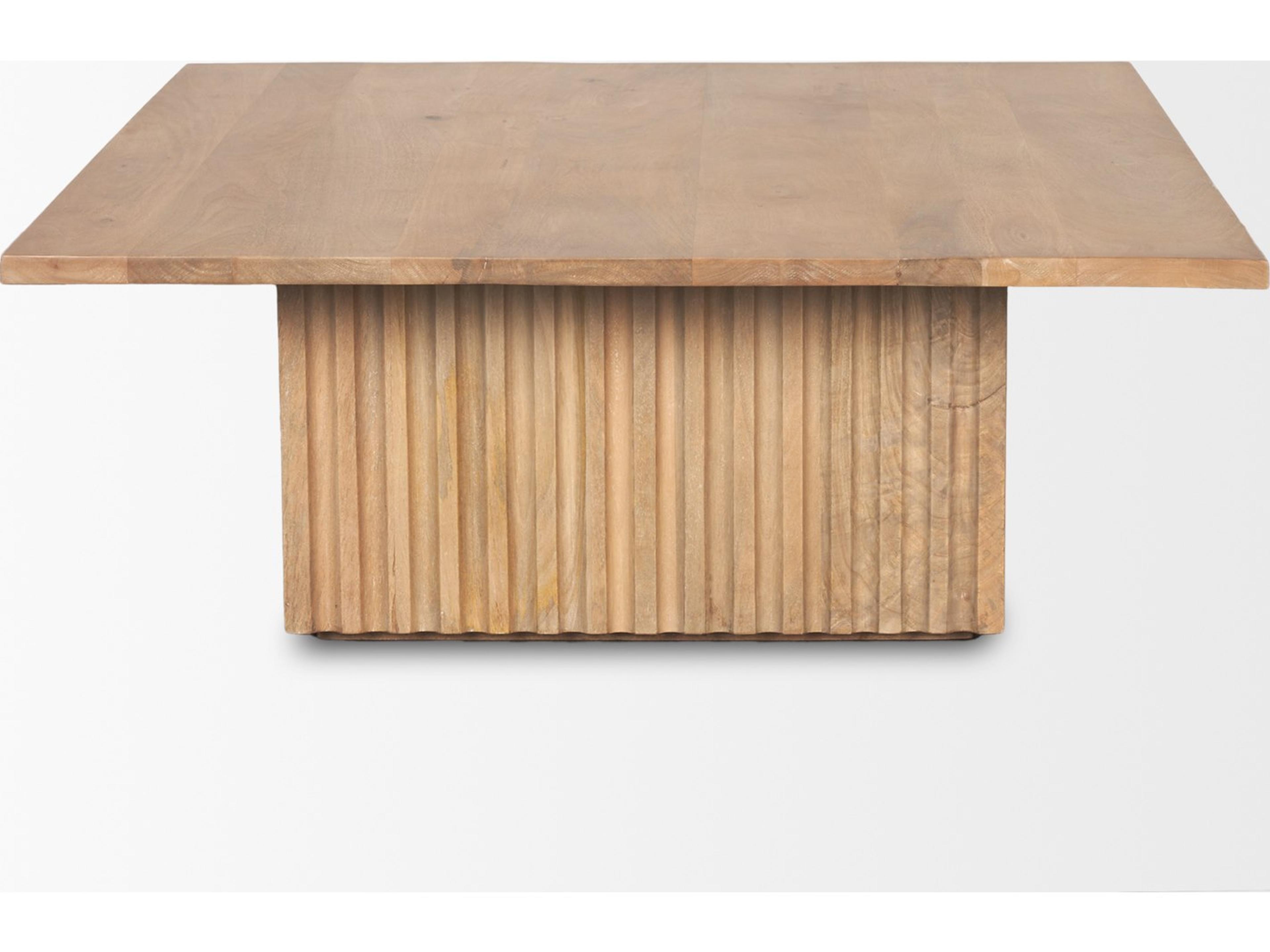 Mercana June Light Brown Wood w/ Fluting Square Coffee Table