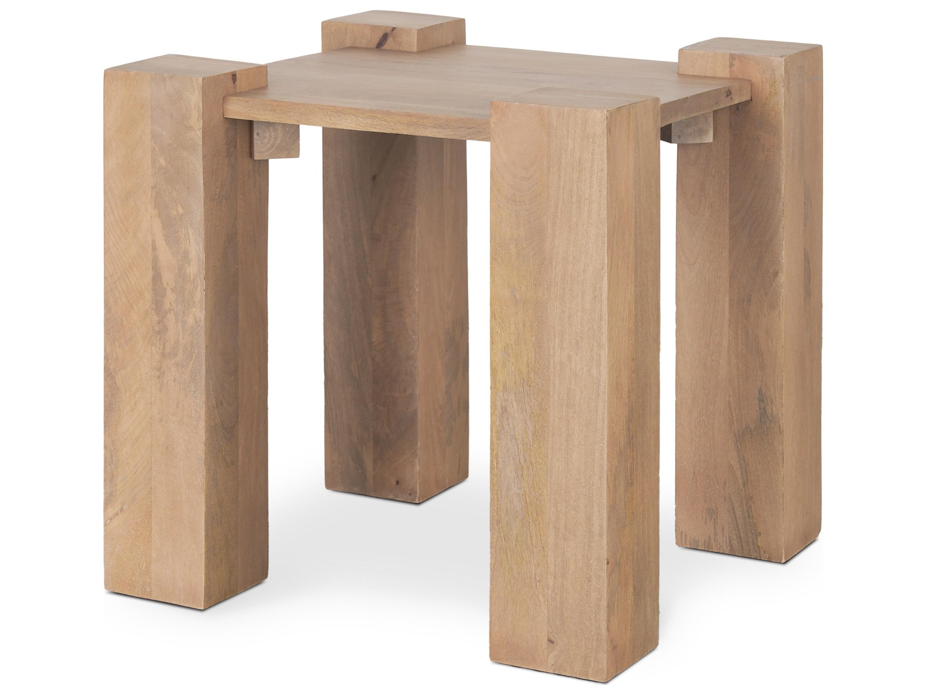 Beth Light Brown Wood Square Accent Table