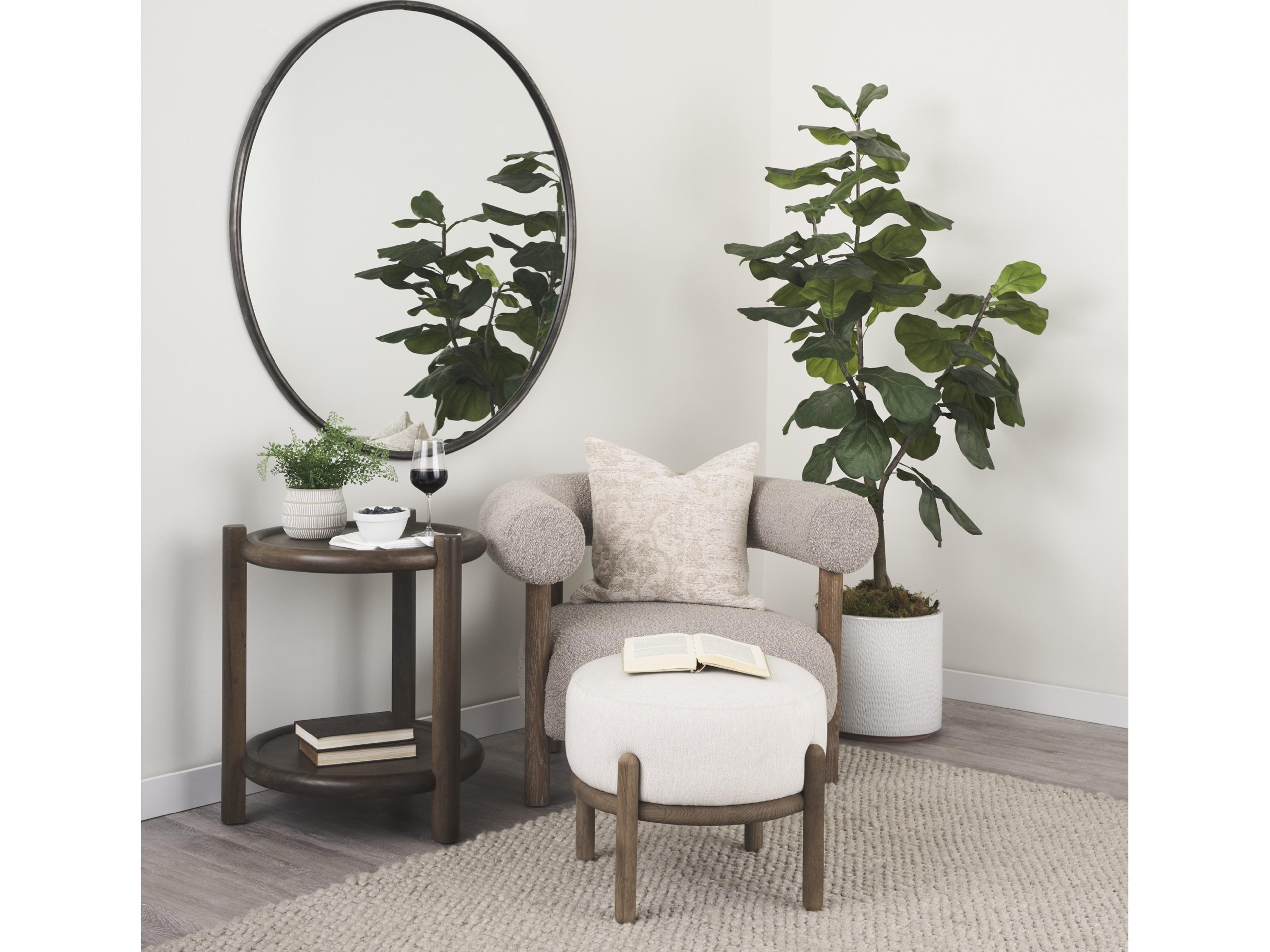 Mercana Romi Dark Brown Wood w/ Bottom Shelf Round Accent Table