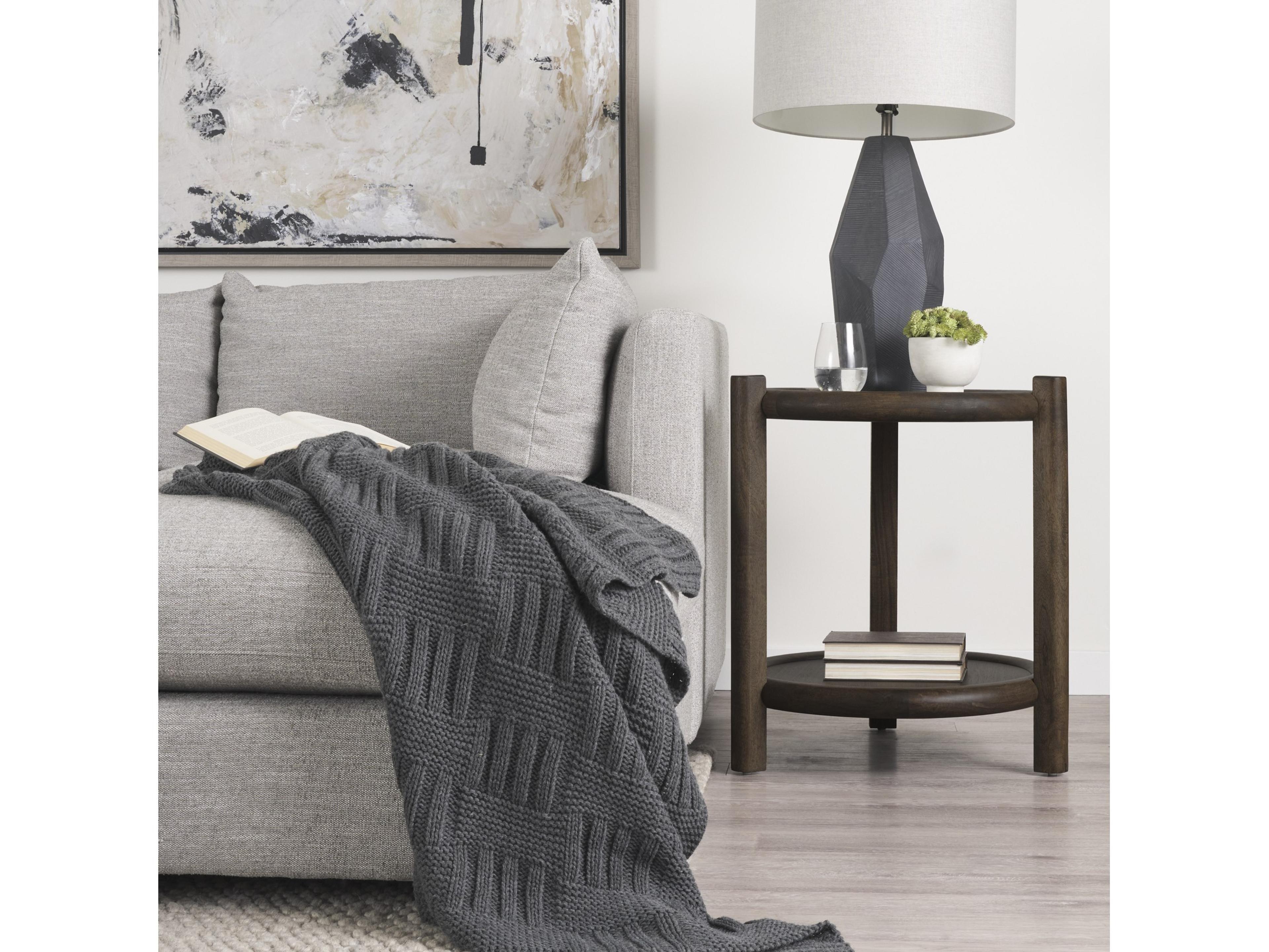 Mercana Romi Dark Brown Wood w/ Bottom Shelf Round Accent Table