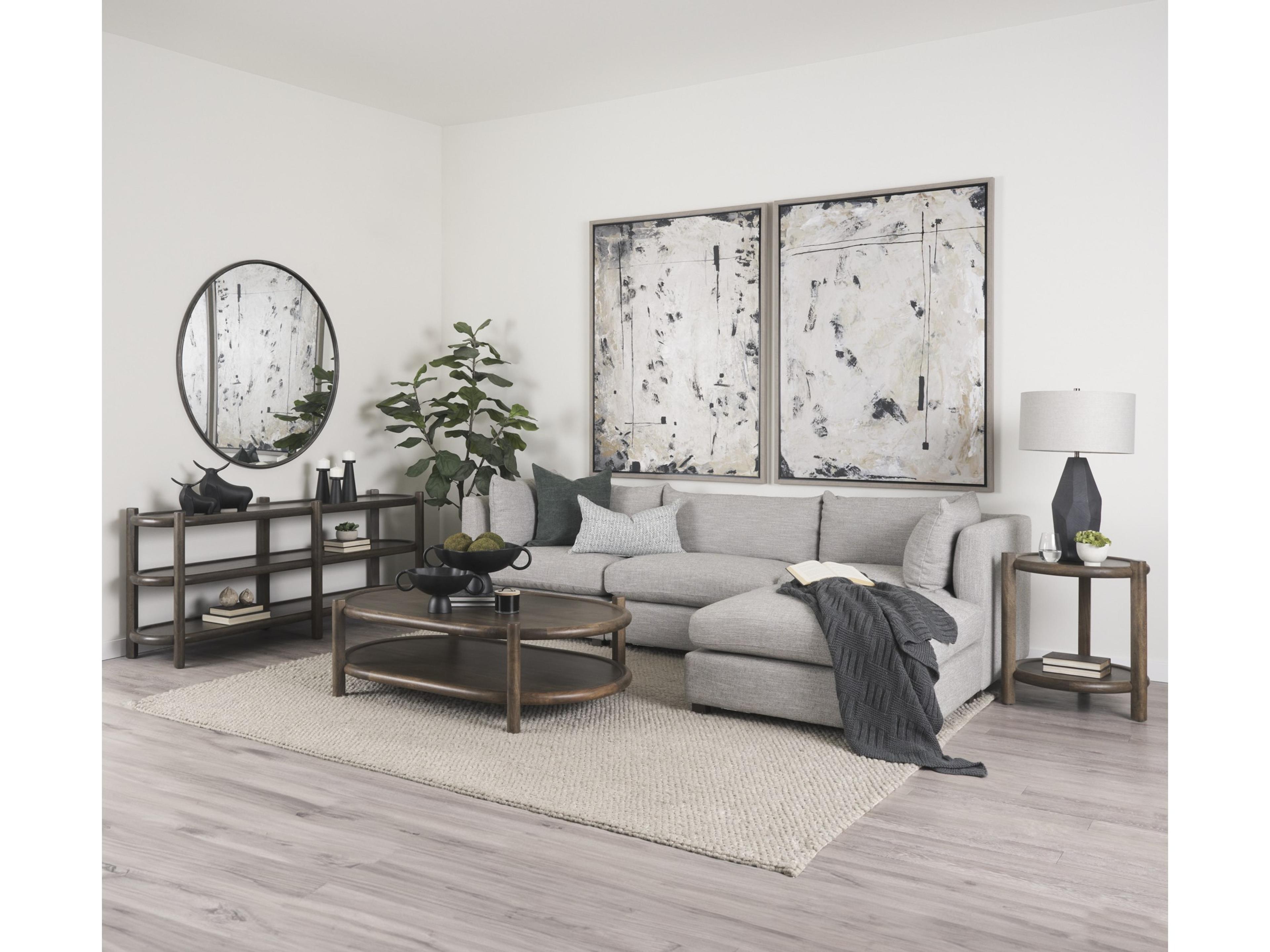 Mercana Romi Dark Brown Wood w/ Bottom Shelf Oval Coffee Table