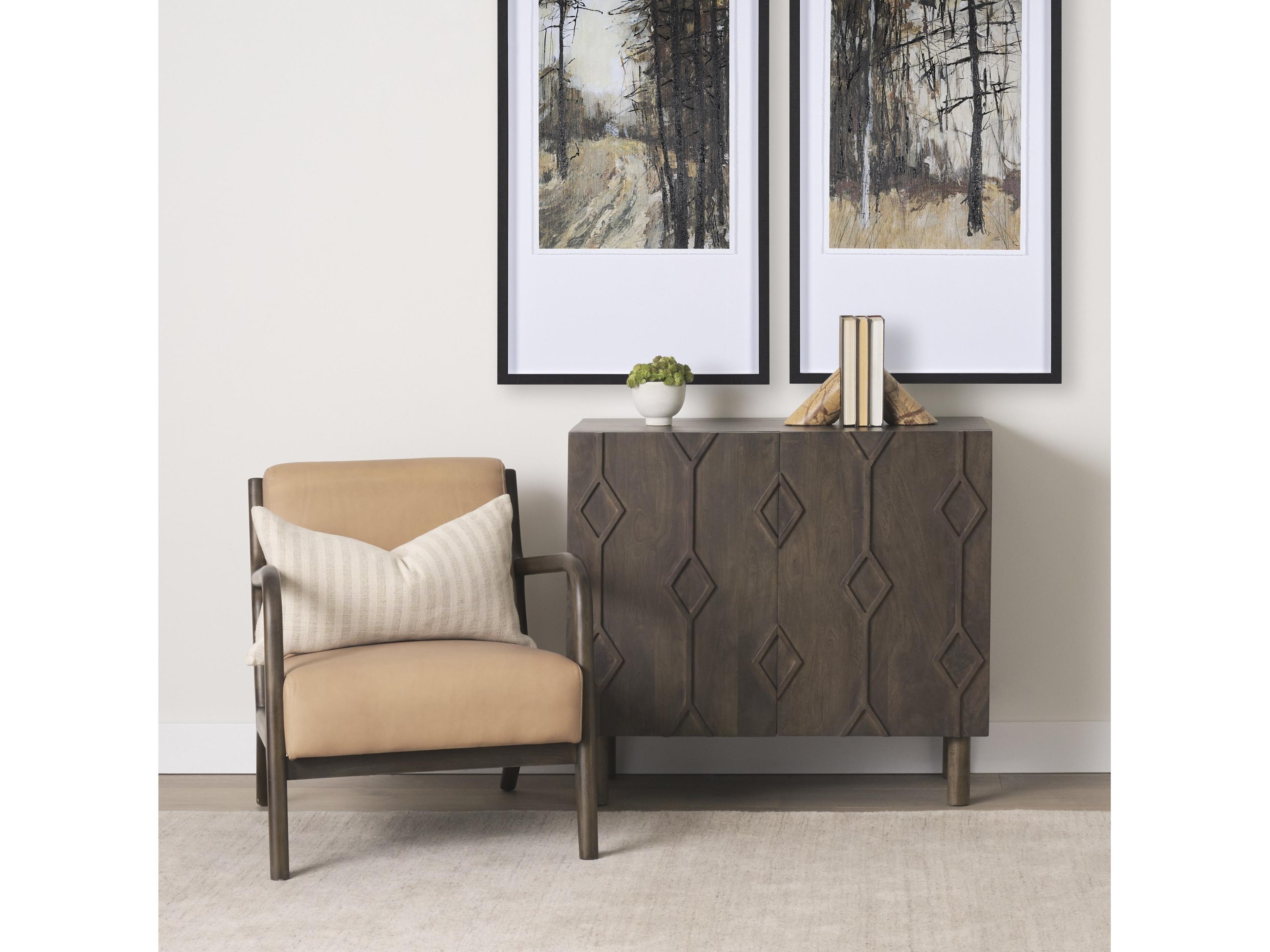 Mercana Heera Dark Brown Diamond Motif w/ Shelf Accent Cabinet