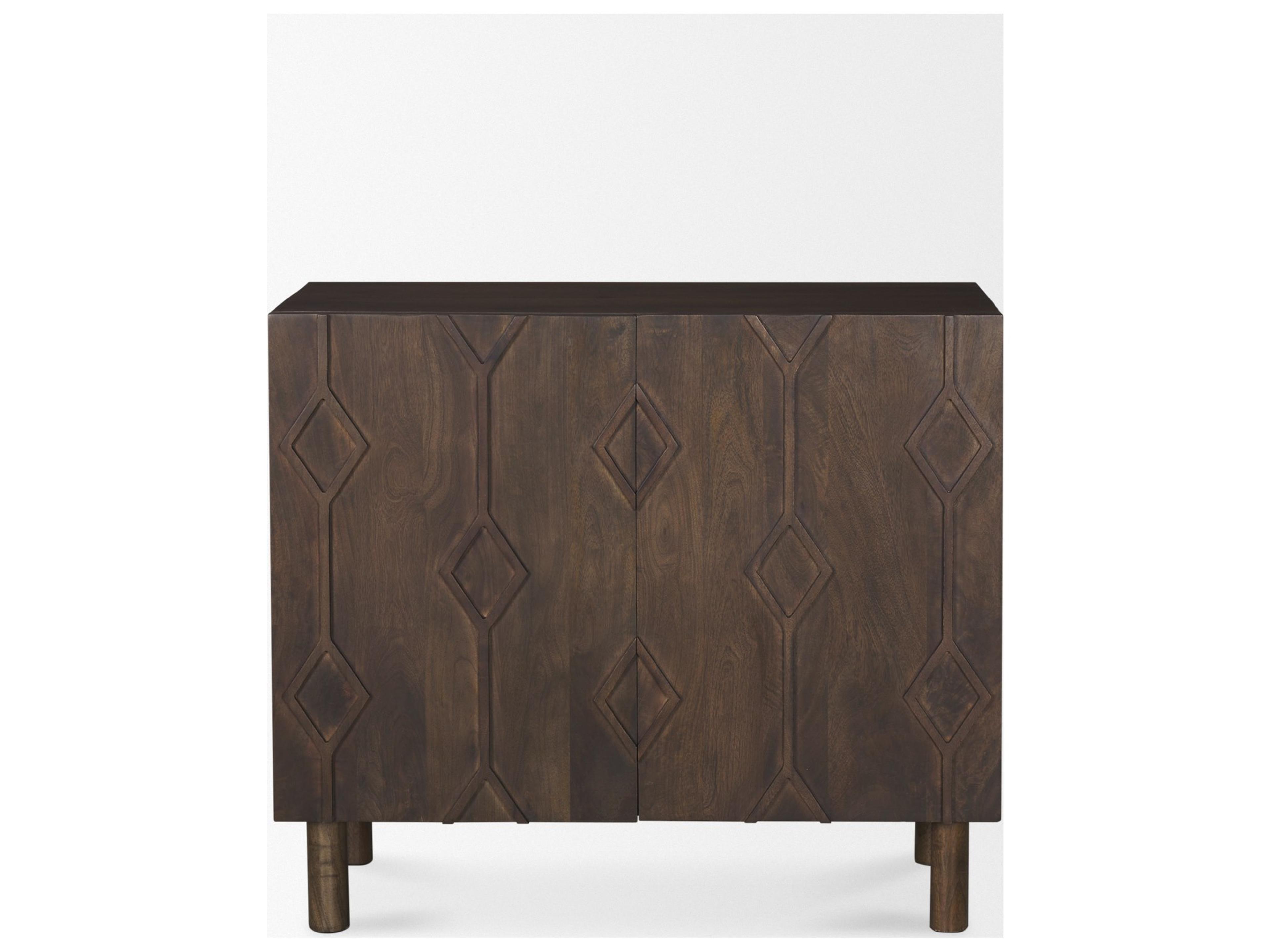 Mercana Heera Dark Brown Diamond Motif w/ Shelf Accent Cabinet