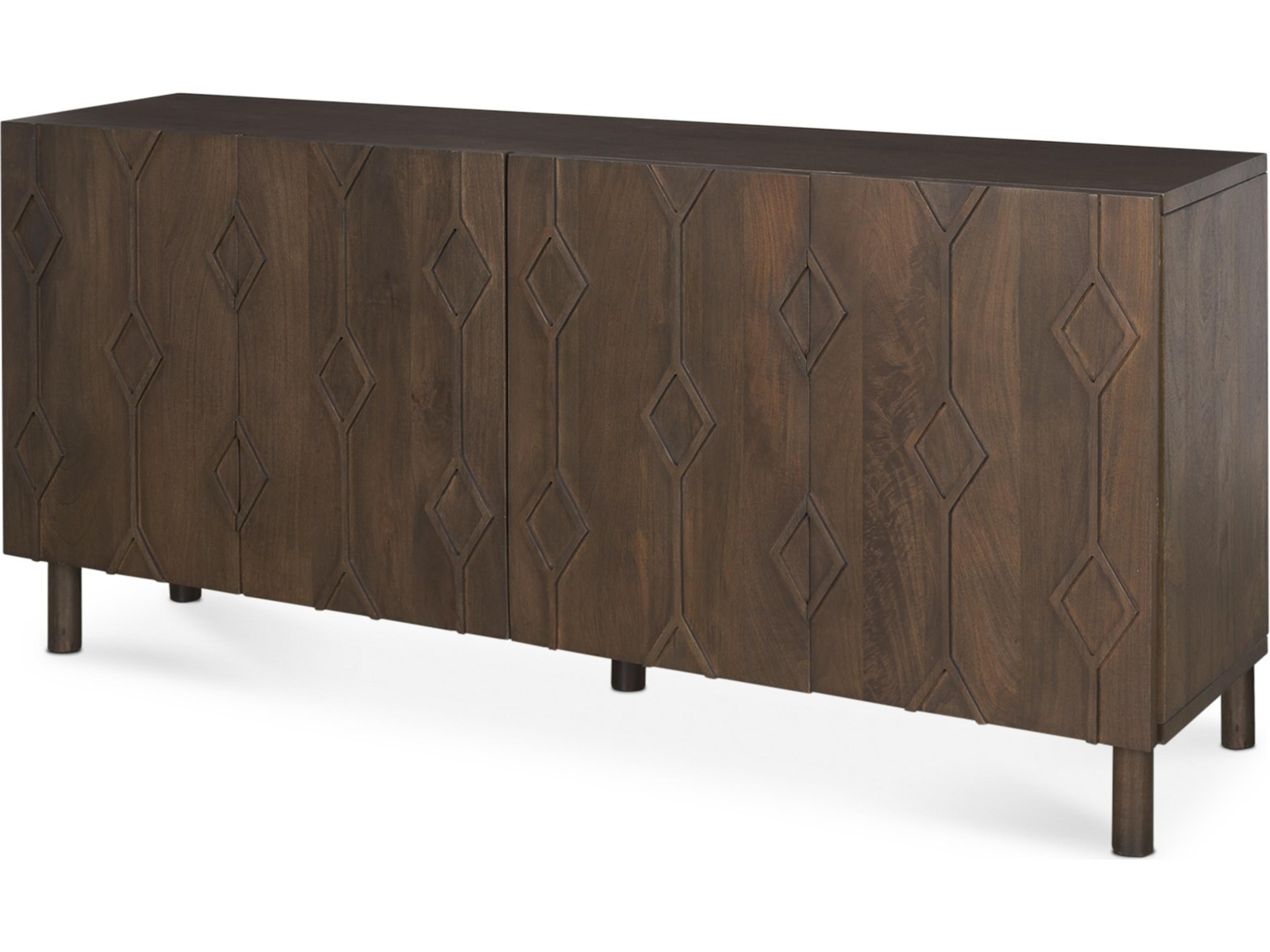Heera Dark Brown Diamond Motif w/ Shelf Sideboard