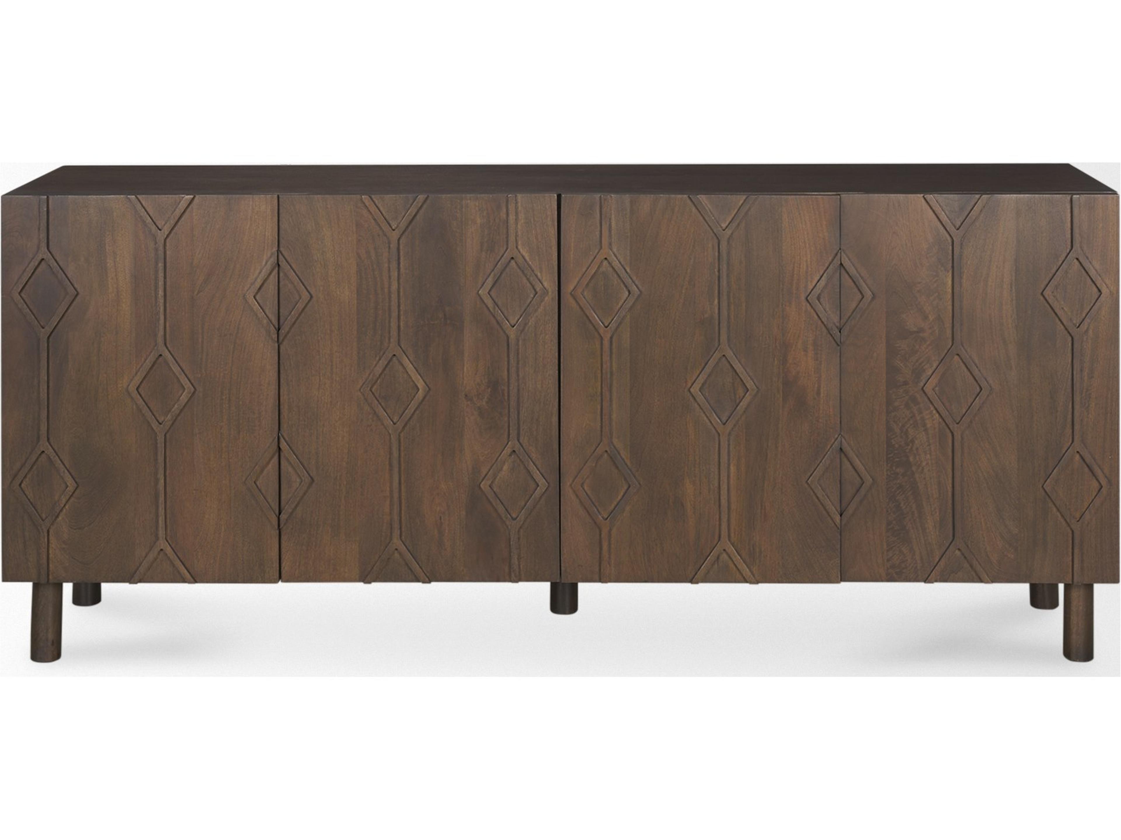 Mercana Heera Dark Brown Diamond Motif w/ Shelf Sideboard