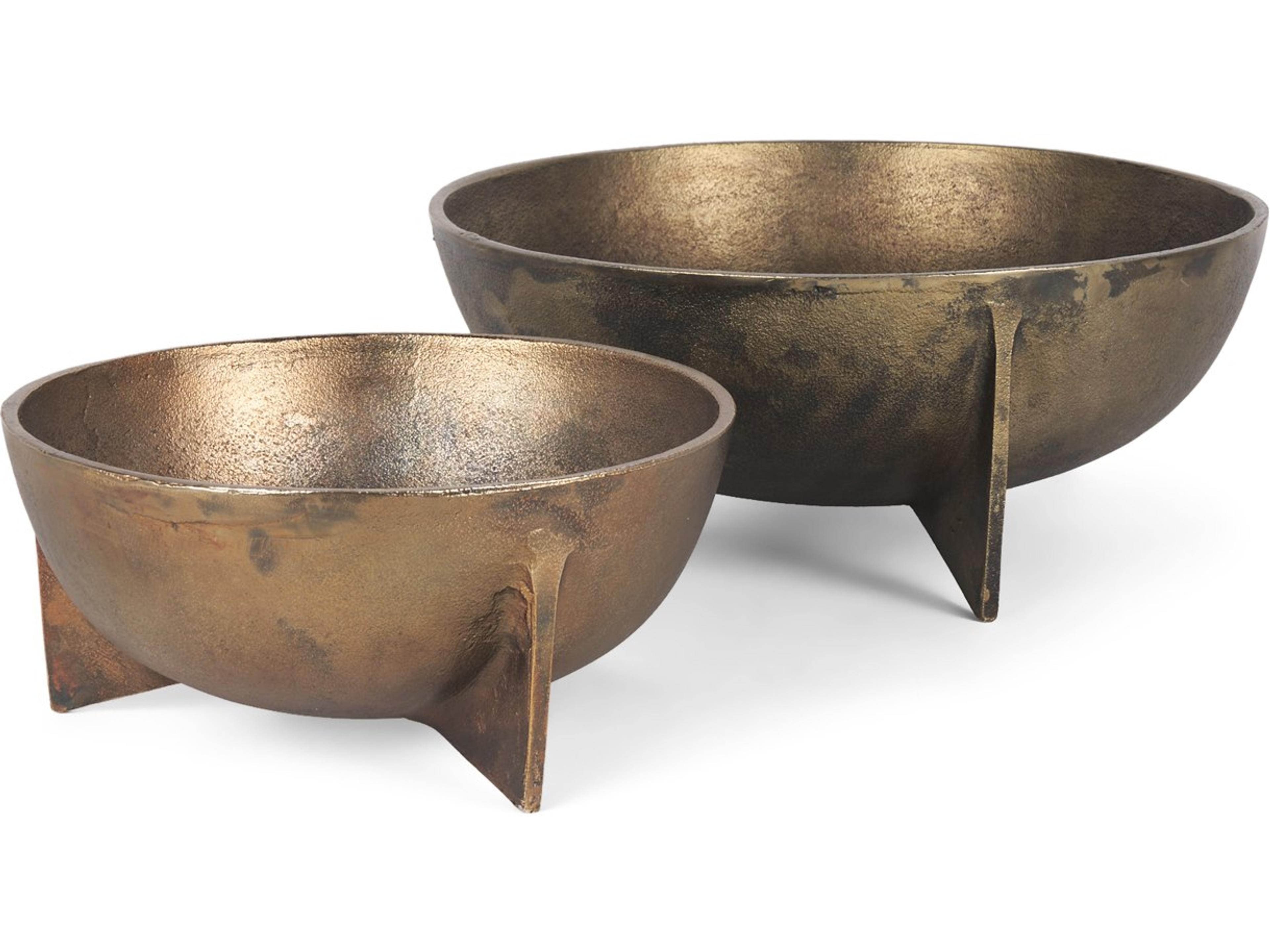 Mercana Quita Large Gold Metal Decorative Bowls (Set of 2)