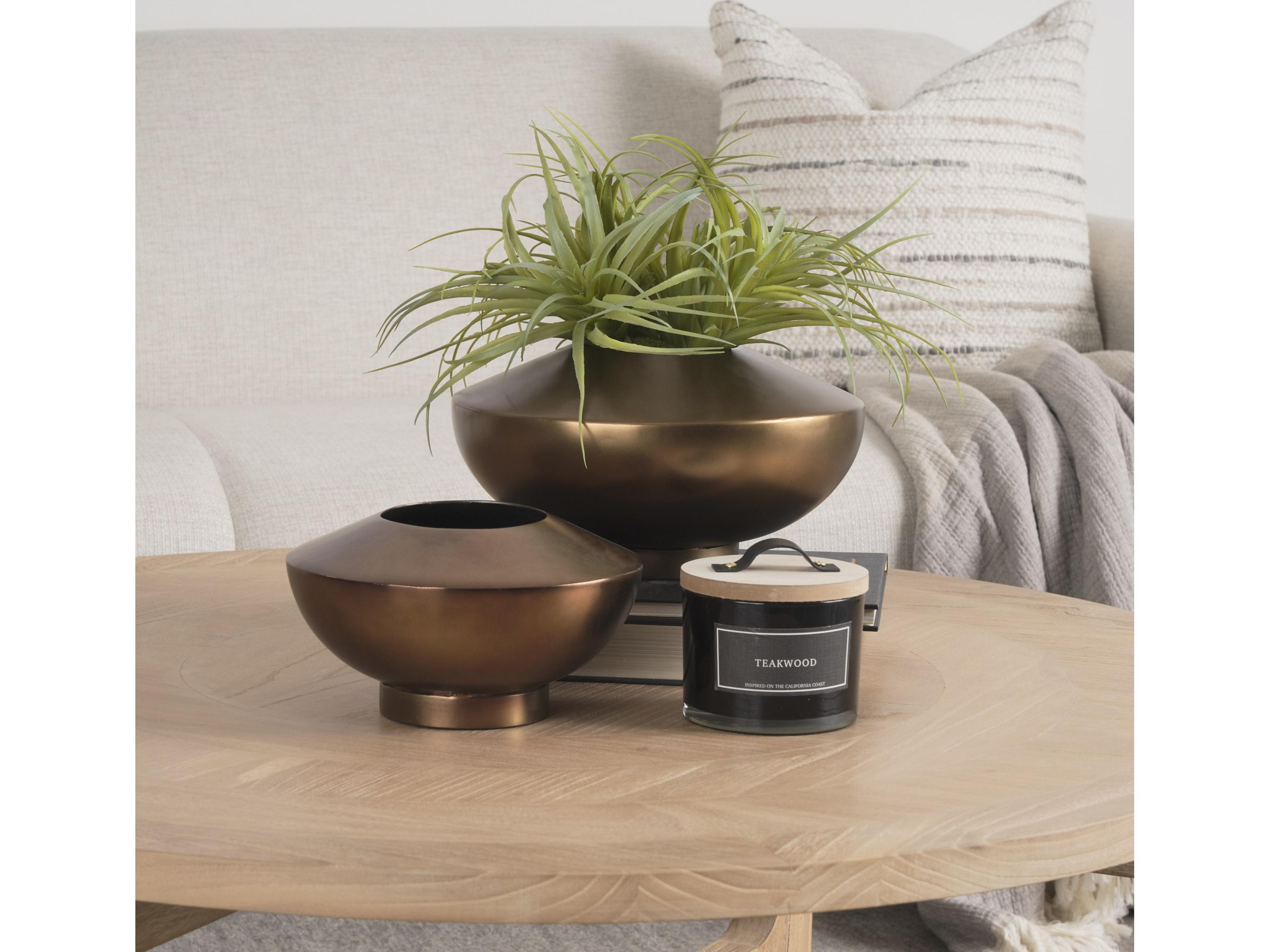 Mercana Quiana Medium Textured Gold Metal Vase