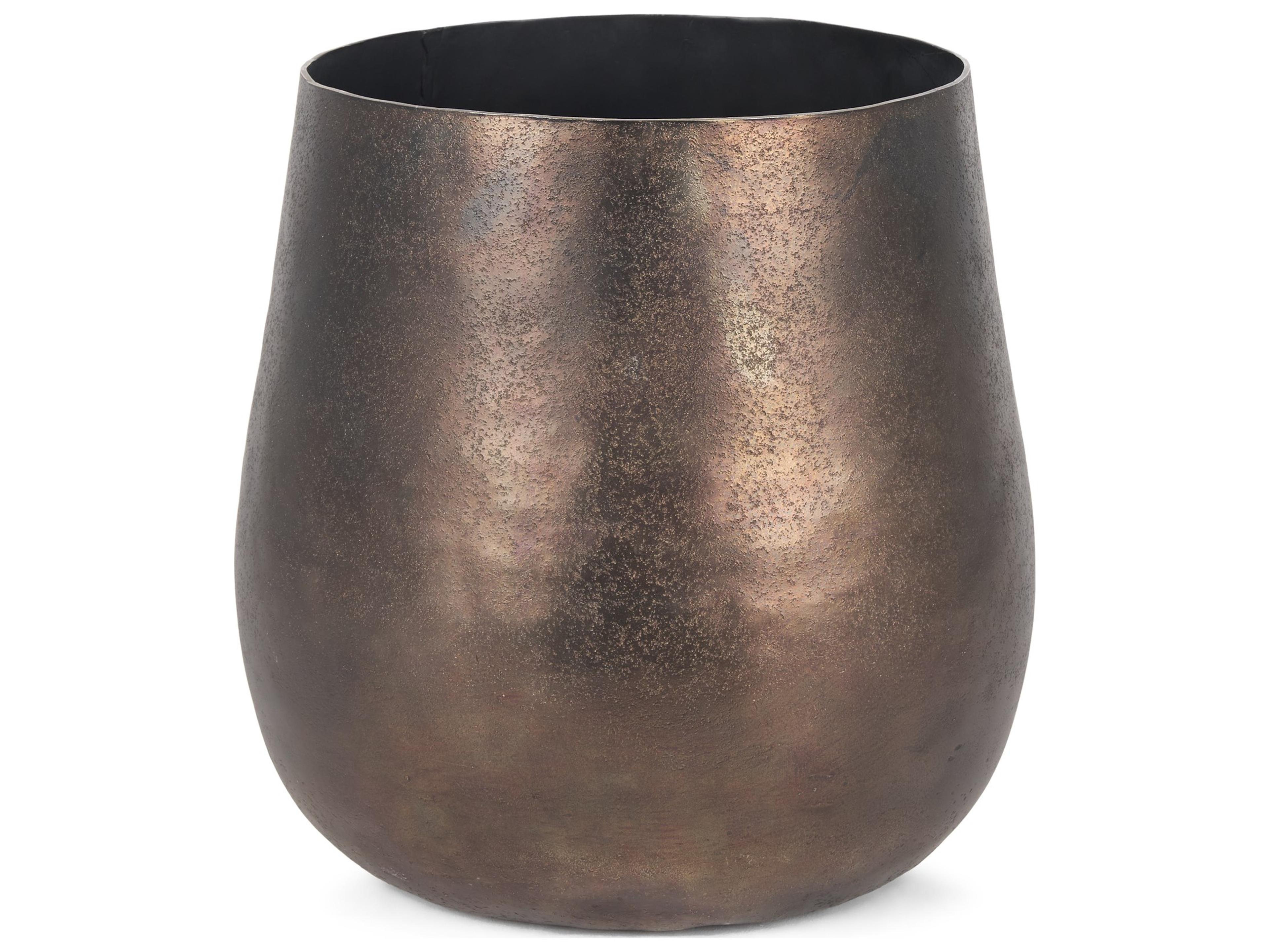 Quade Large Textured Gold Metal Planter