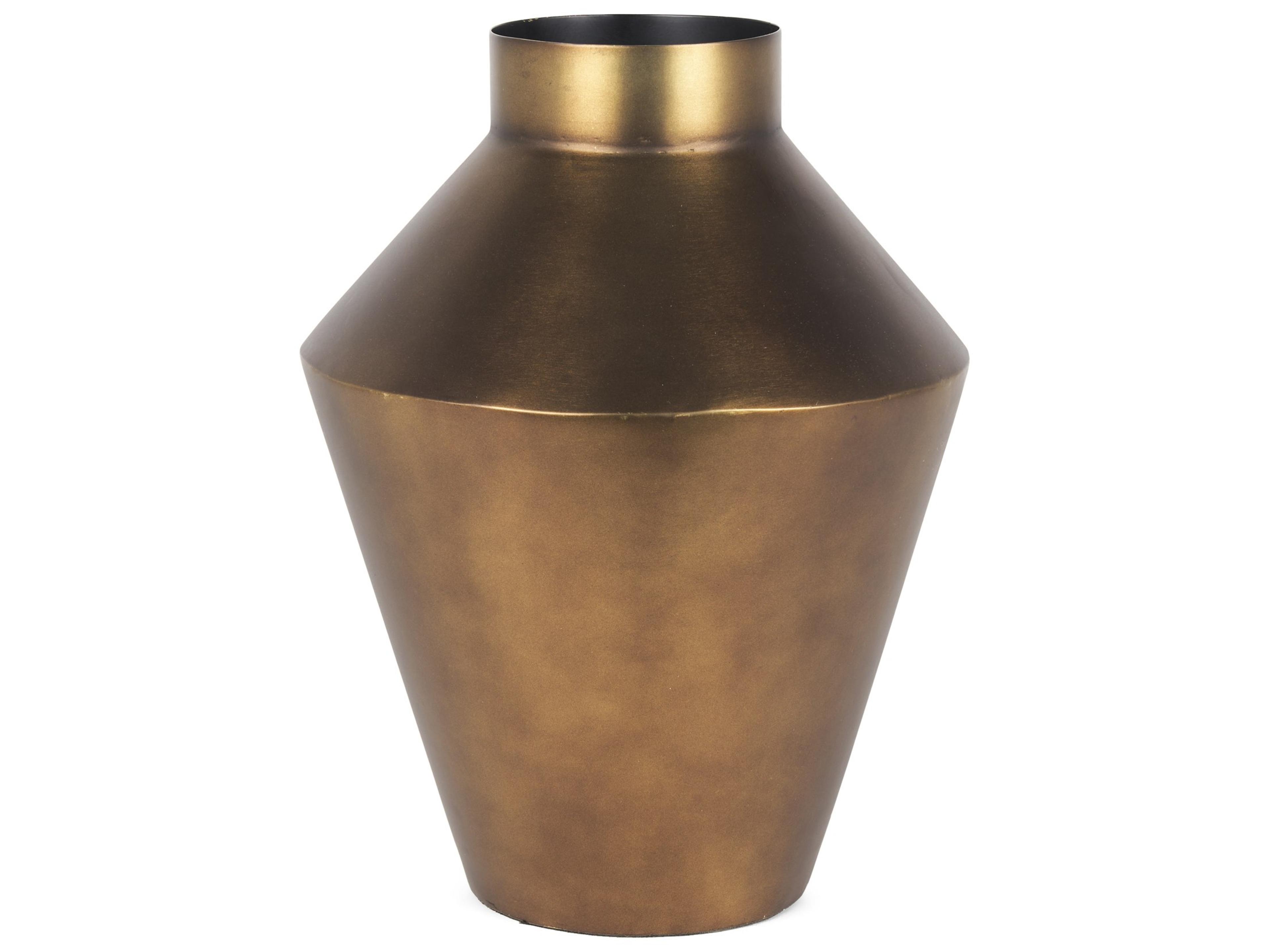 Perrin Large Brushed Gold Metal Decorative Vase