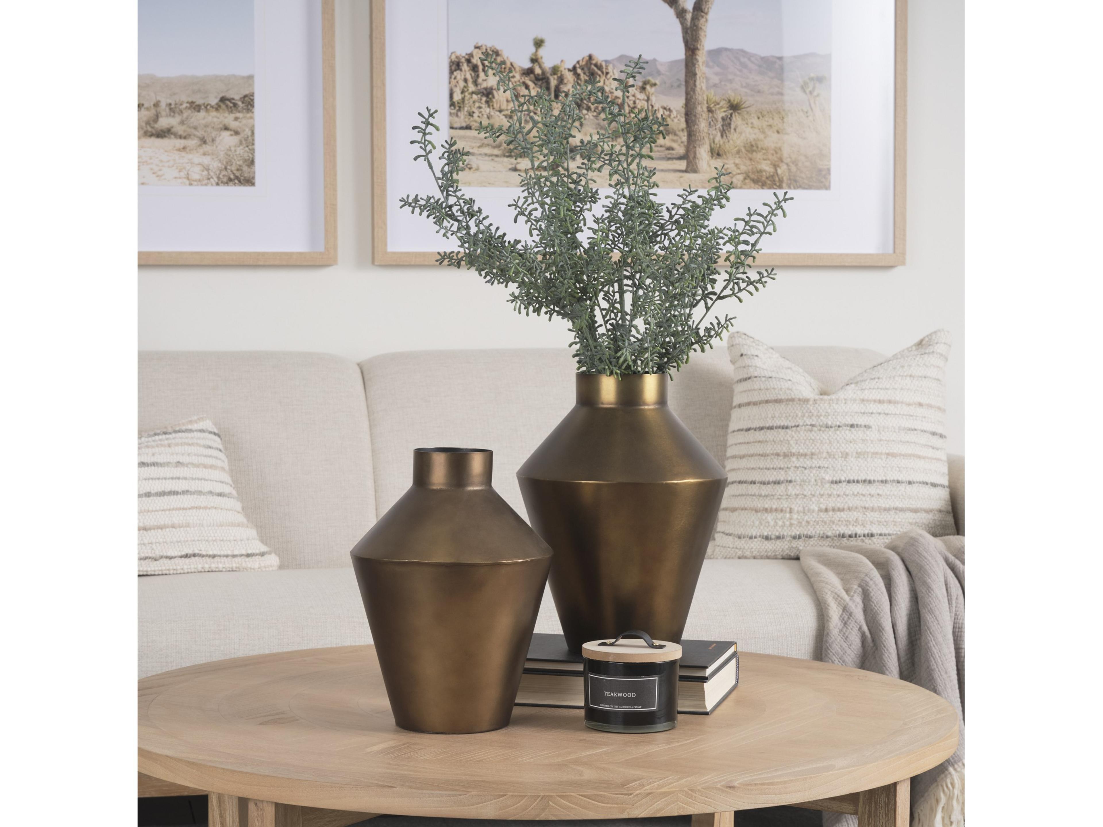 Mercana Perrin Large Brushed Gold Metal Decorative Vase