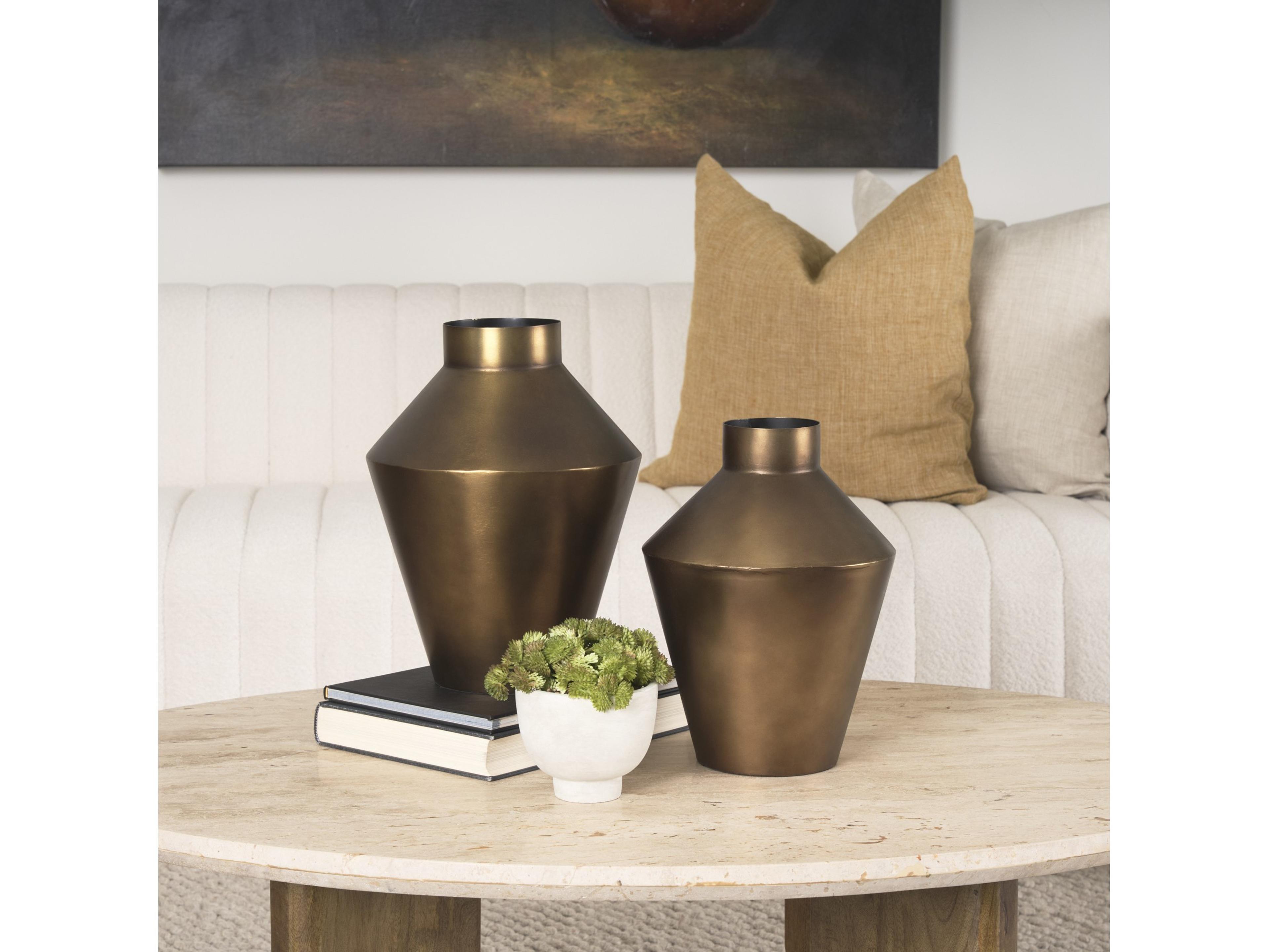 Mercana Perrin Large Brushed Gold Metal Decorative Vase