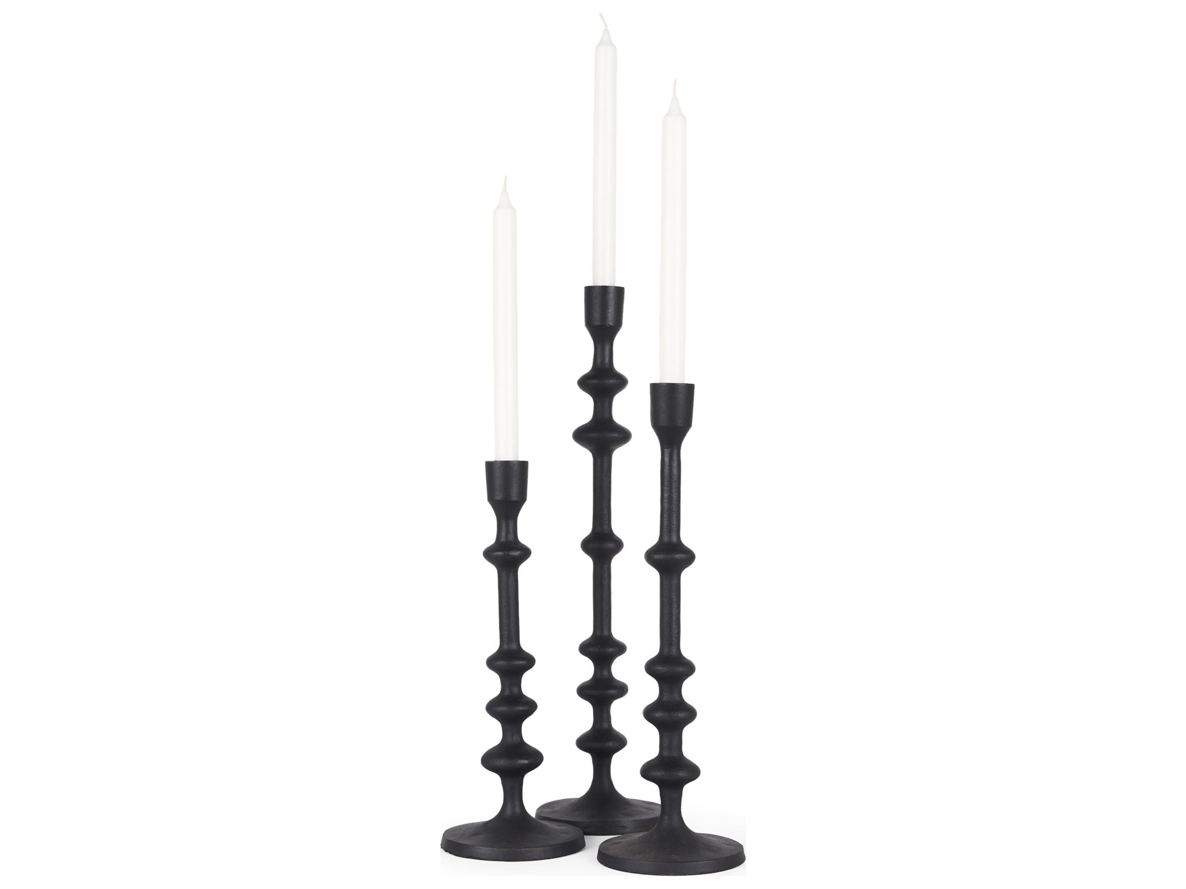 Mercana Paolo Matte Black Metal Candle Holder (Set of 3)