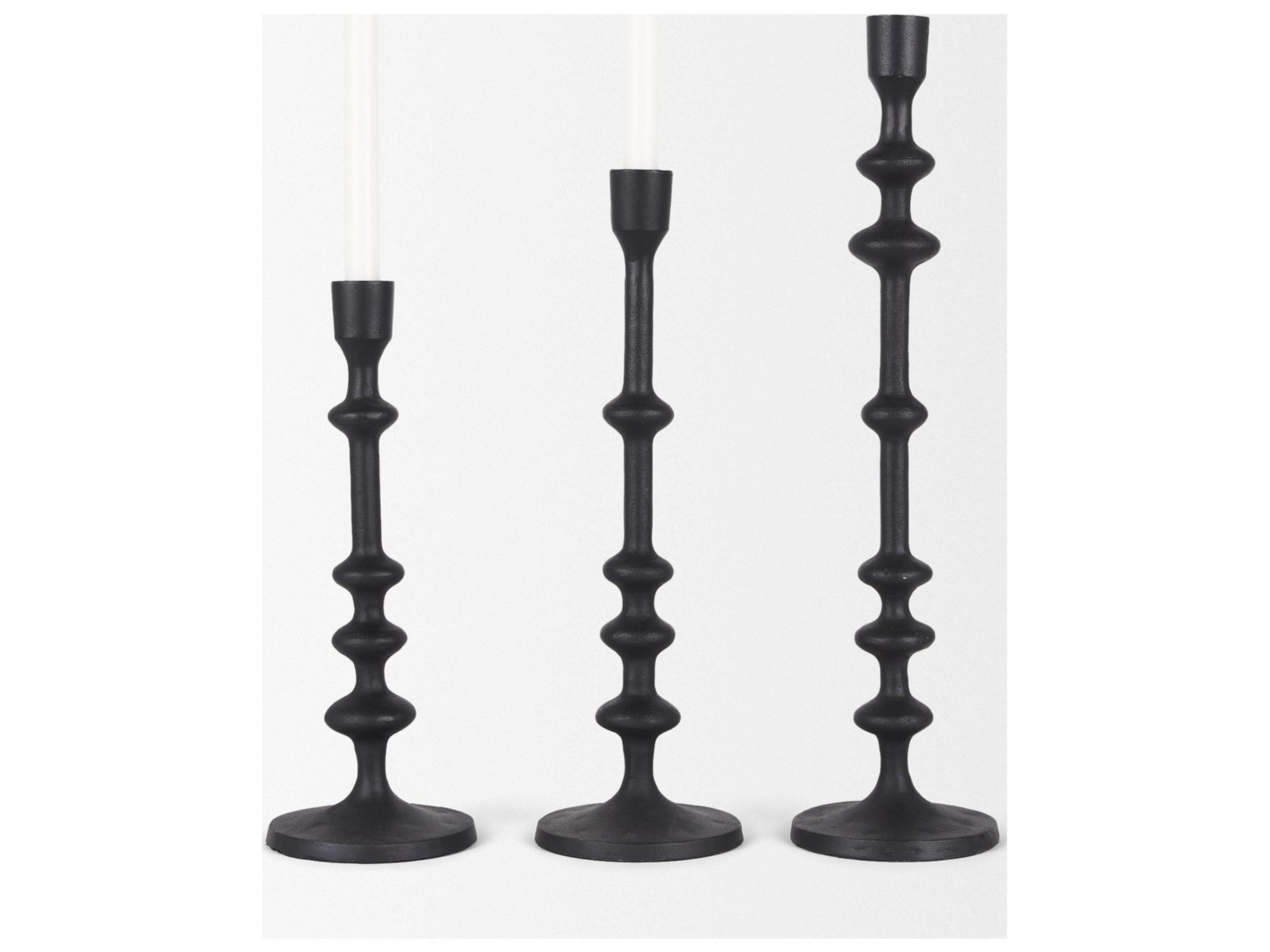 Mercana Paolo Matte Black Metal Candle Holder (Set of 3)