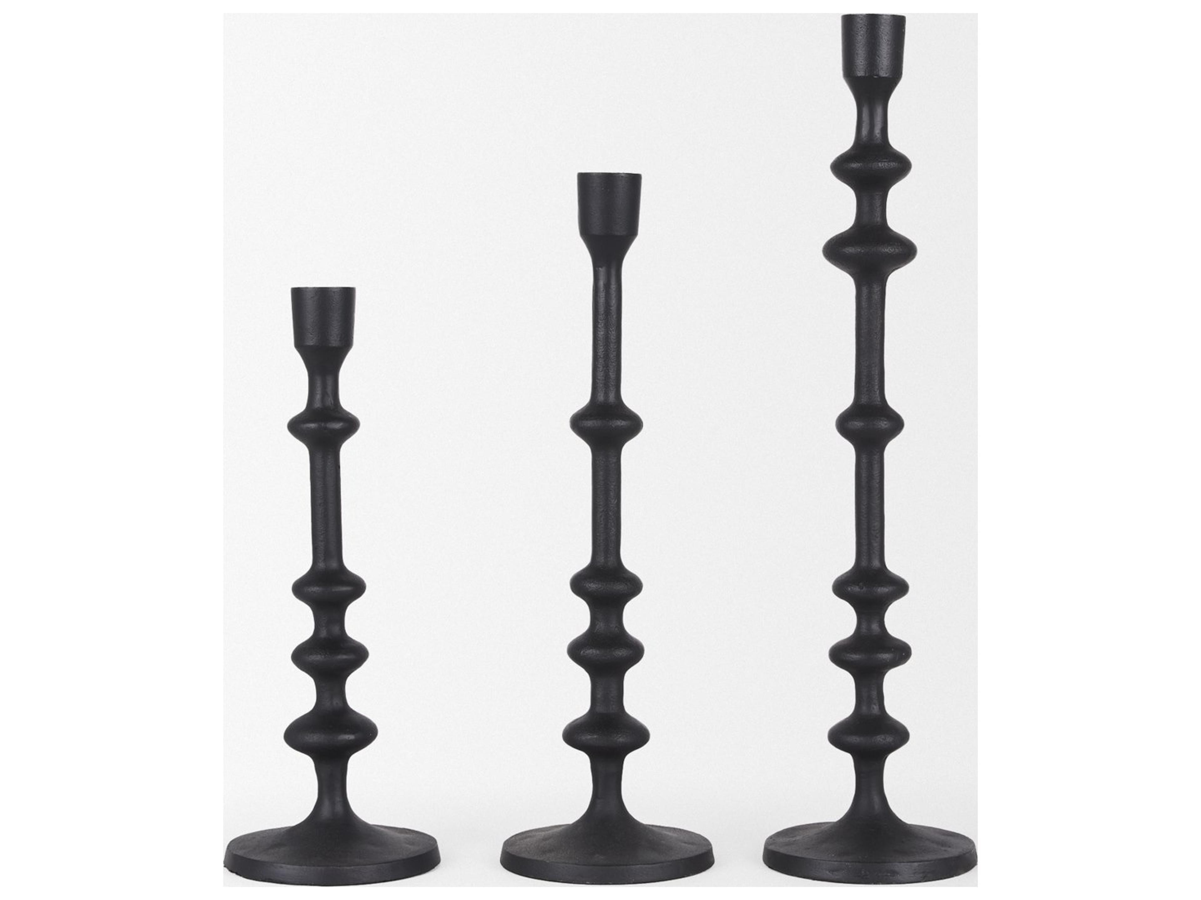 Mercana Paolo Matte Black Metal Candle Holder (Set of 3)
