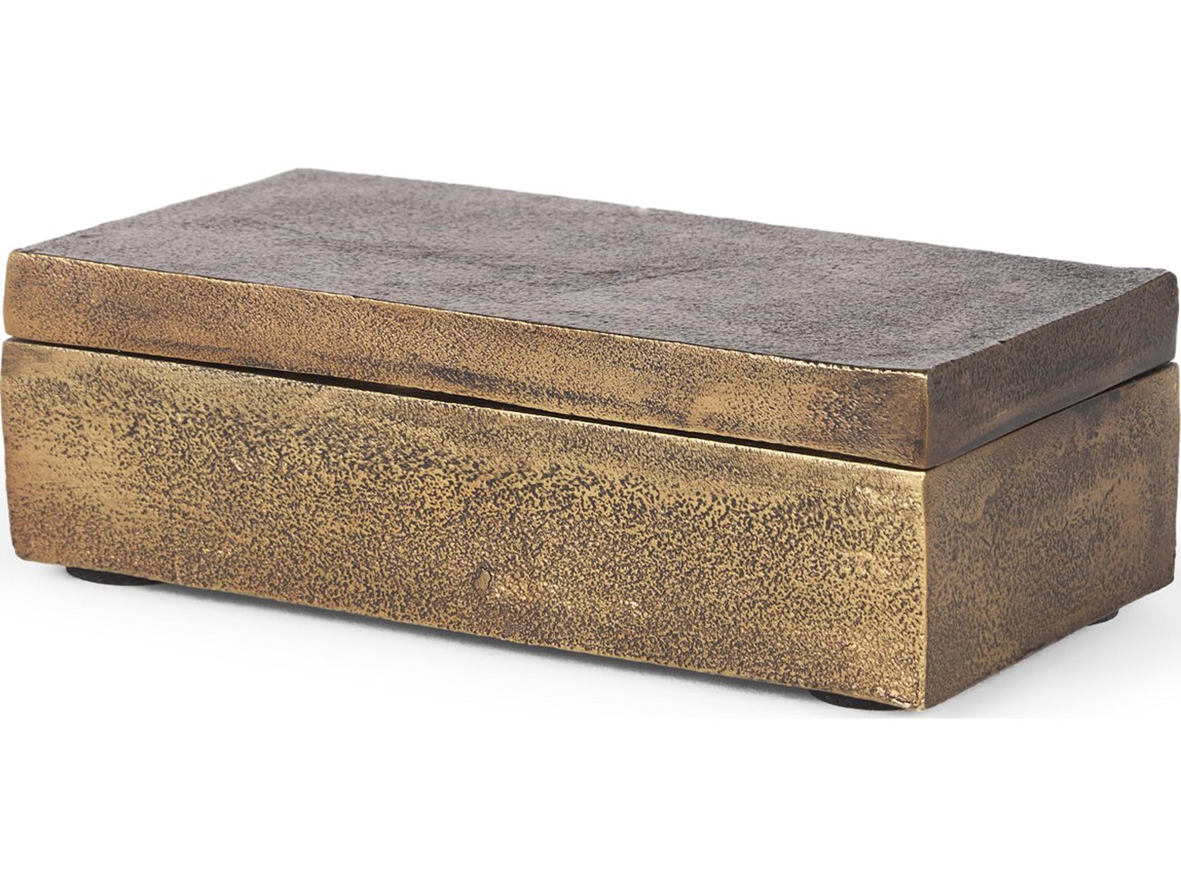 Porschia Small Antiqued Gold Metal Decorative Box