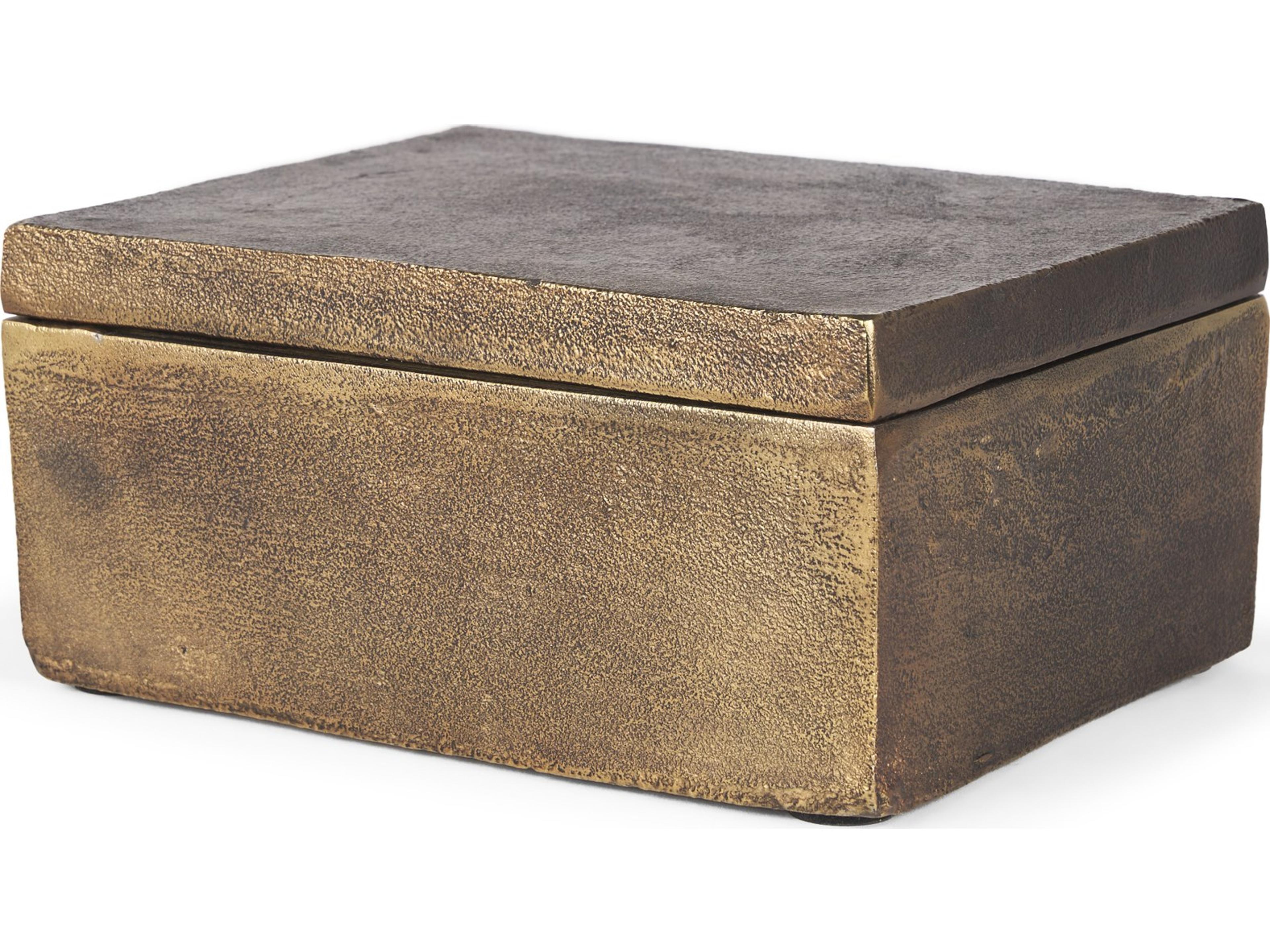 Porschia Large Antiqued Gold Metal Decorative Box