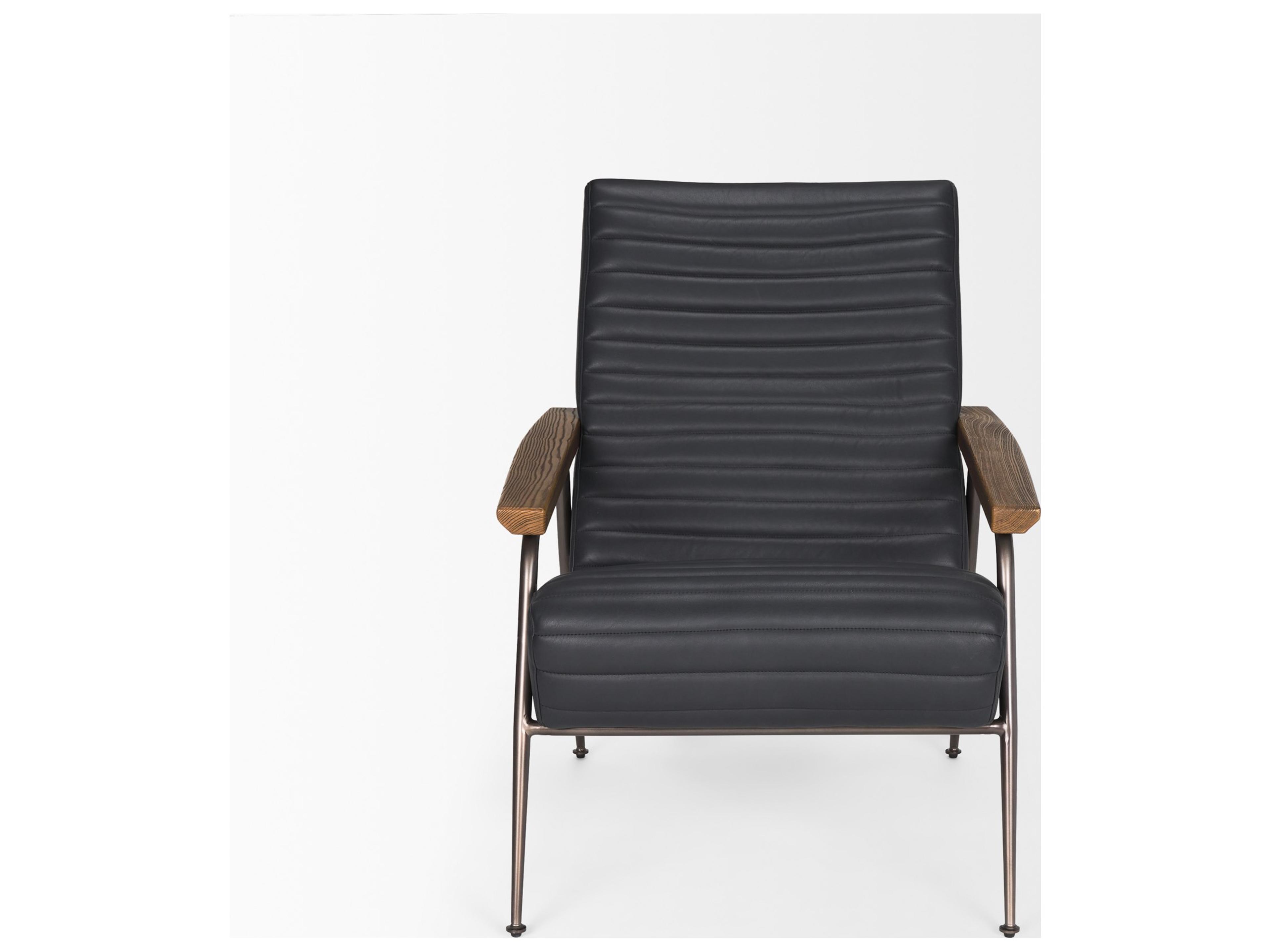 Mercana Grosjean Black Leather w/ Black Metal Frame Accent Chair