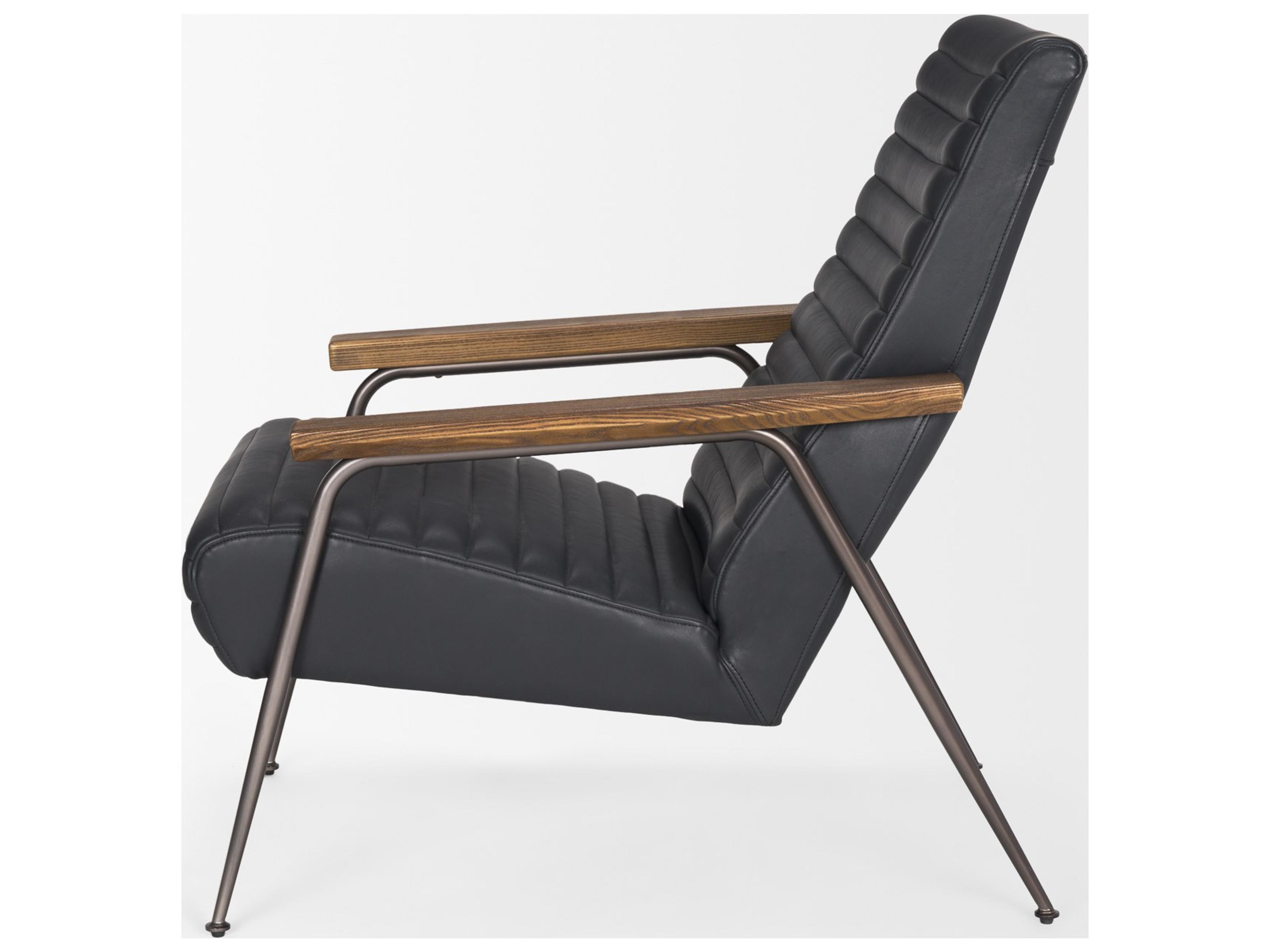 Mercana Grosjean Black Leather w/ Black Metal Frame Accent Chair