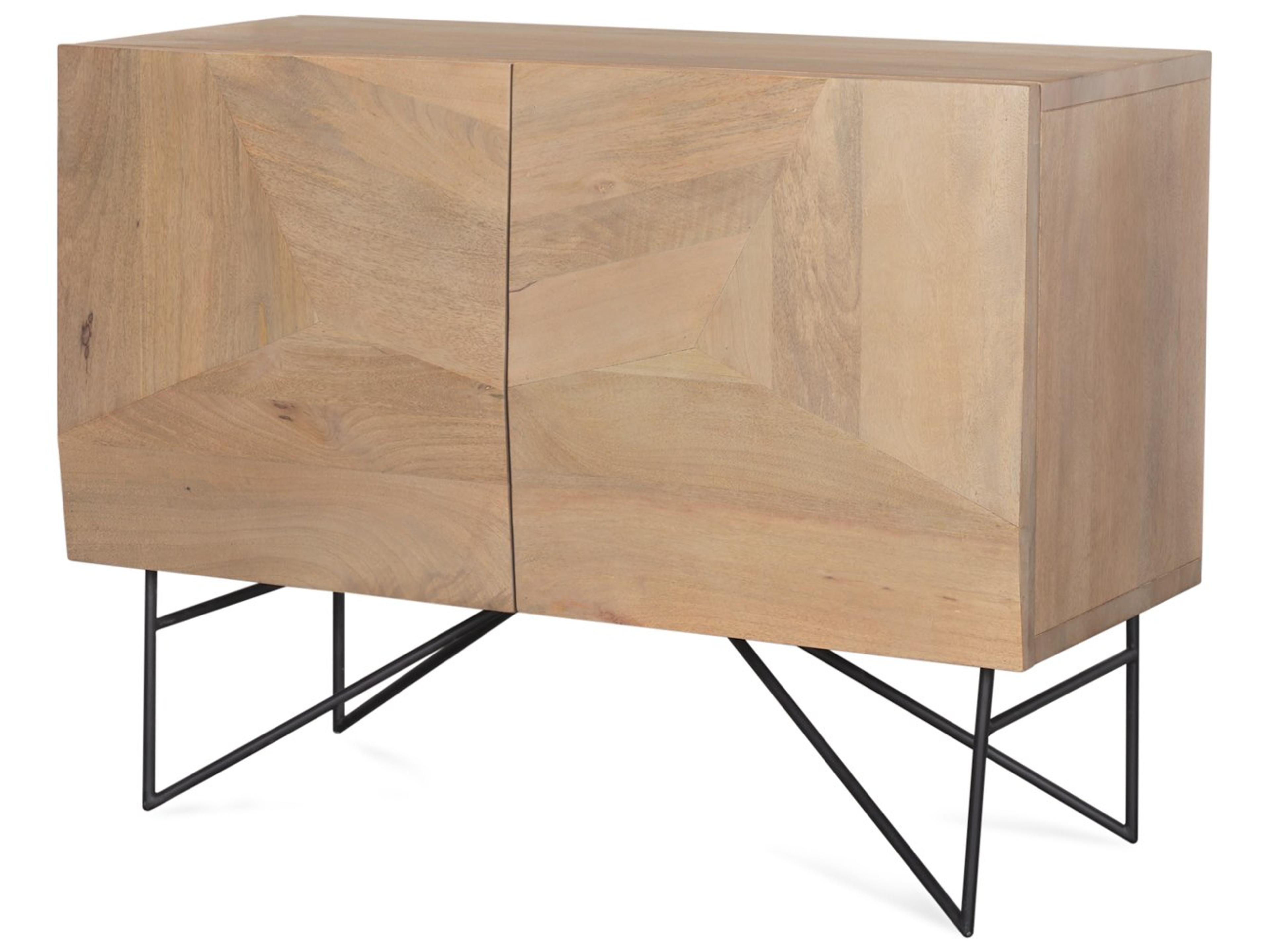 Darwin Light Brown Wooden 2 Door w/ 2 Shelves Accent Cabinet