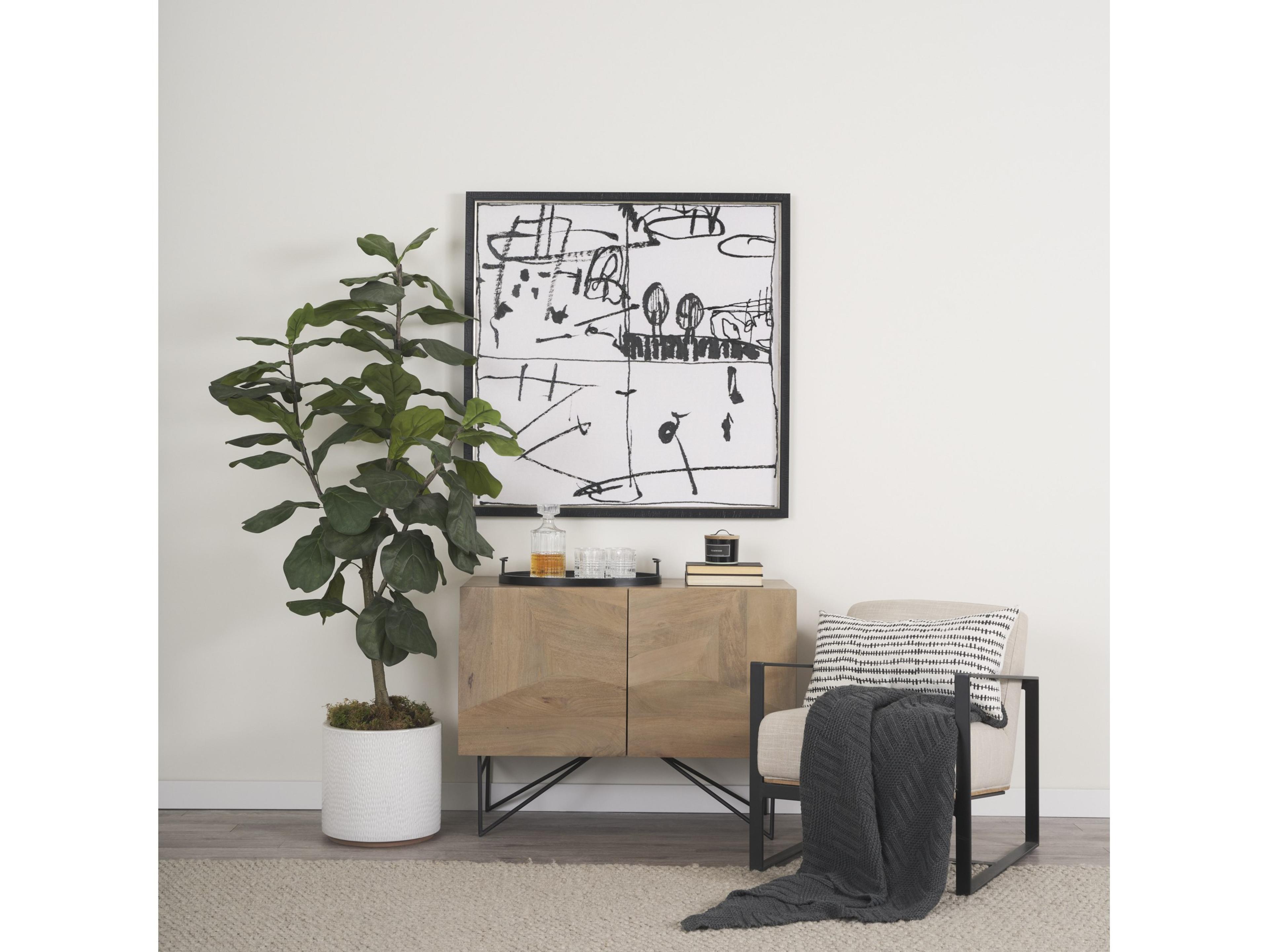 Mercana Darwin Light Brown Wooden 2 Door w/ 2 Shelves Accent Cabinet