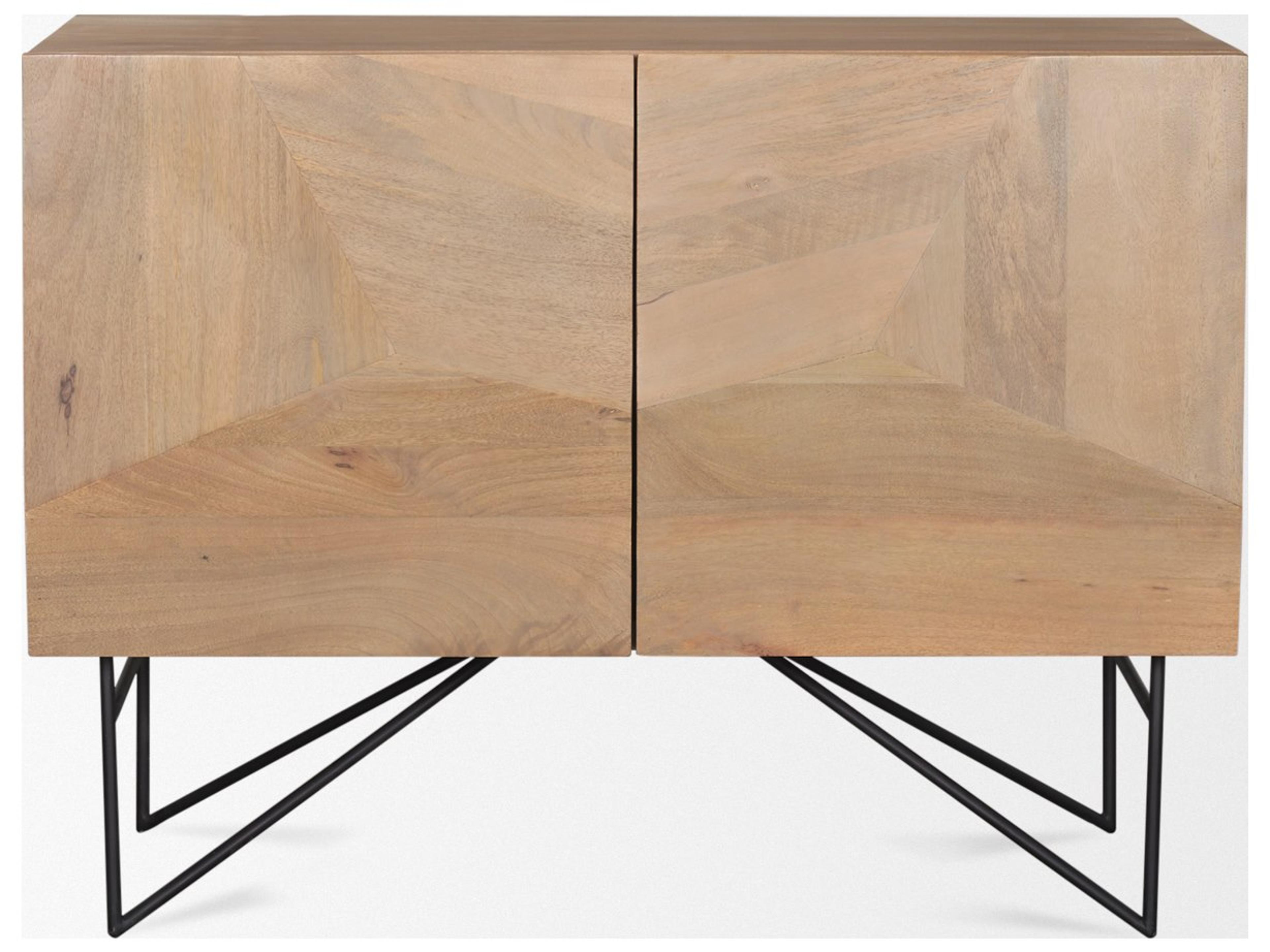 Mercana Darwin Light Brown Wooden 2 Door w/ 2 Shelves Accent Cabinet