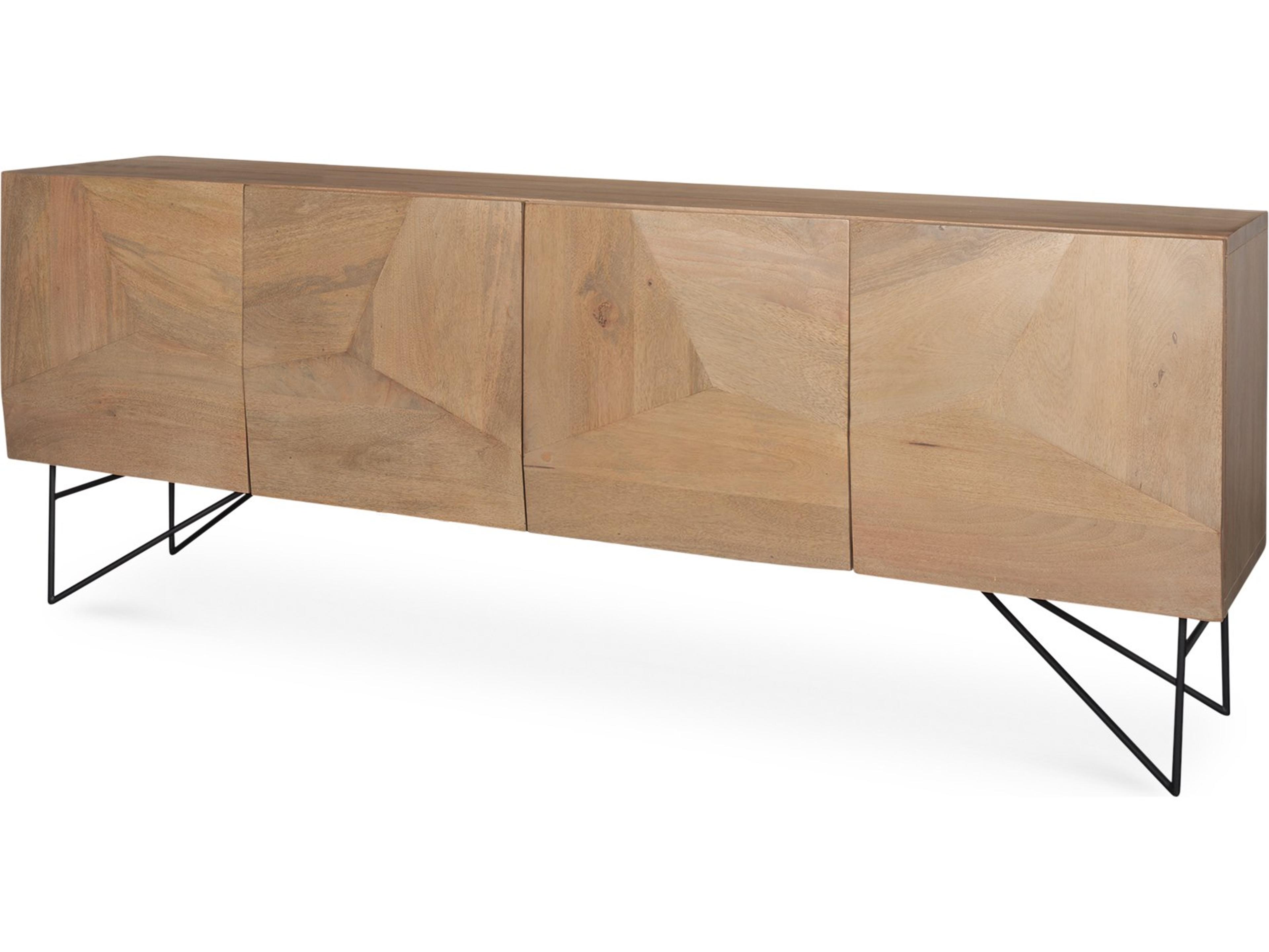 Darwin Light Brown Wooden 4 Door w/ 2 Shelves Sideboard