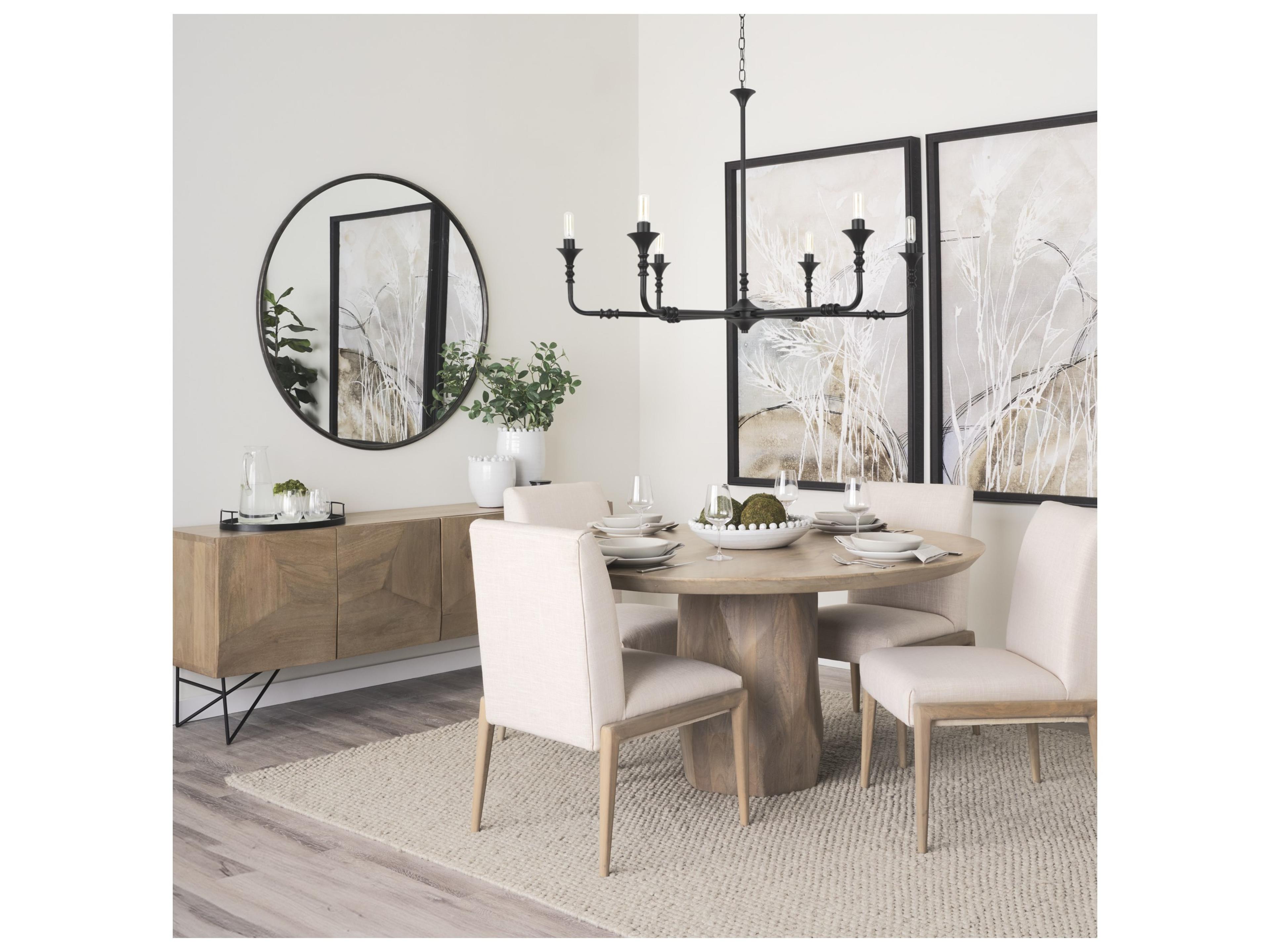 Mercana Darwin Light Brown Wooden 4 Door w/ 2 Shelves Sideboard