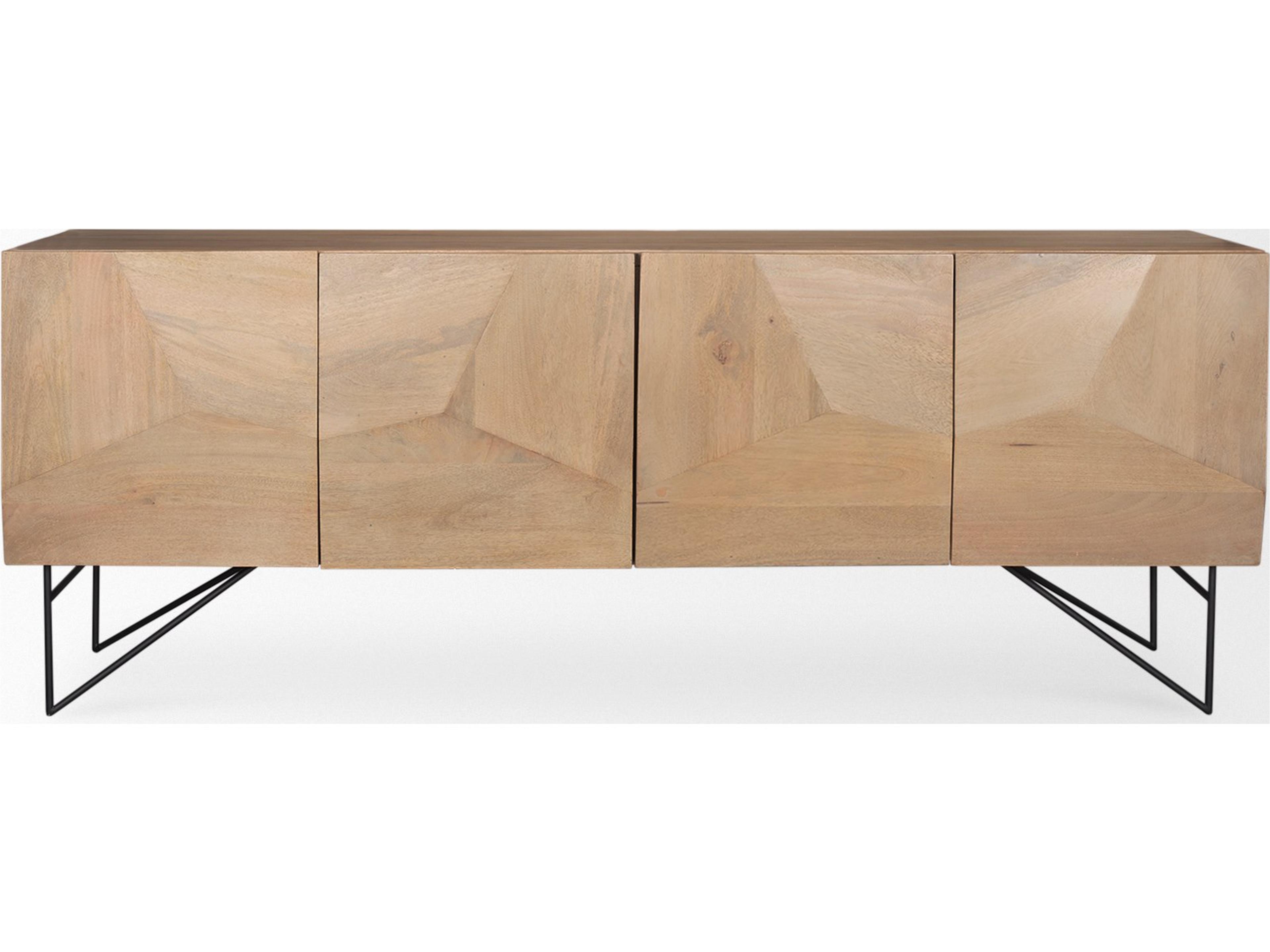 Mercana Darwin Light Brown Wooden 4 Door w/ 2 Shelves Sideboard