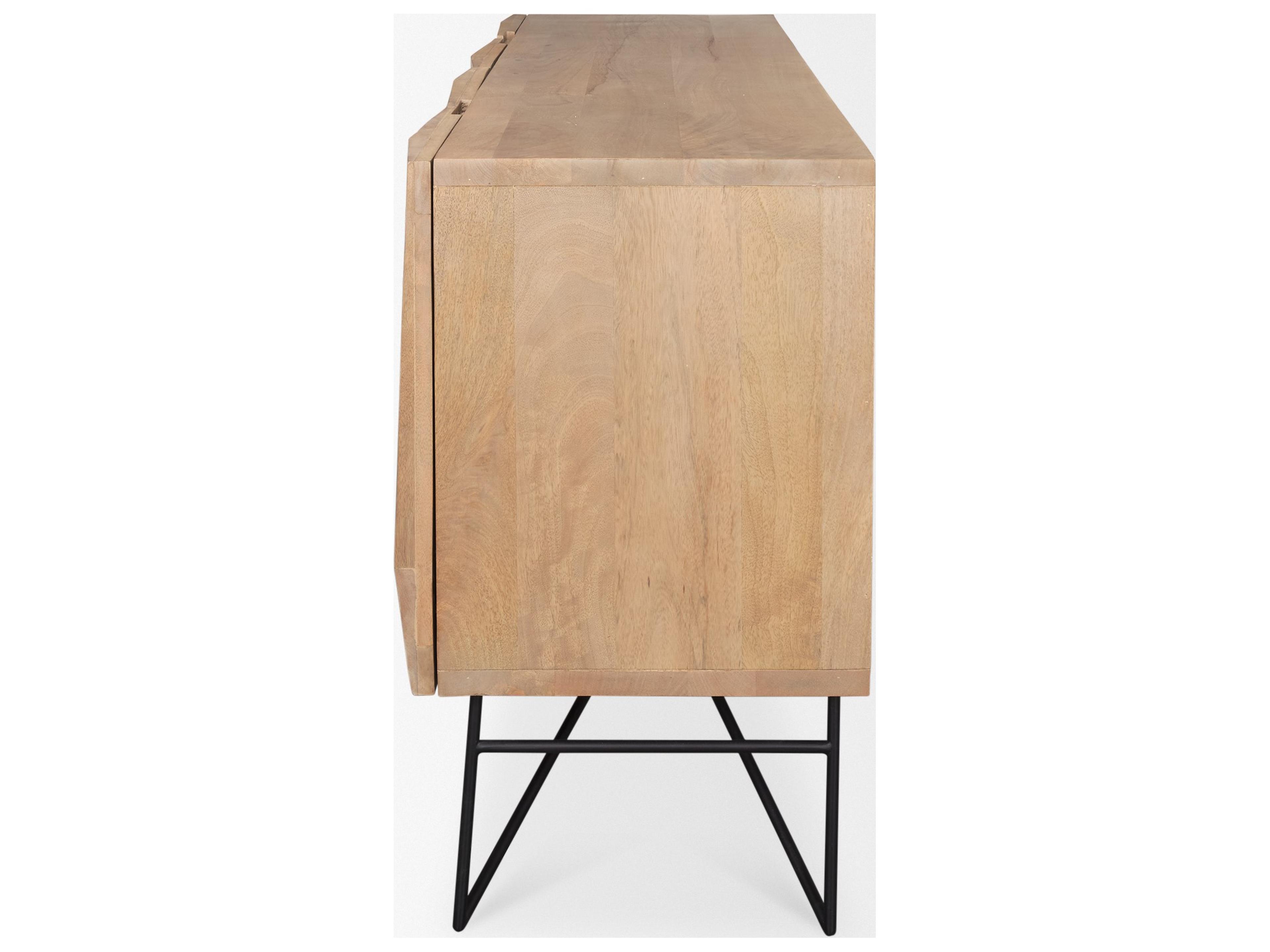 Mercana Darwin Light Brown Wooden 4 Door w/ 2 Shelves Sideboard