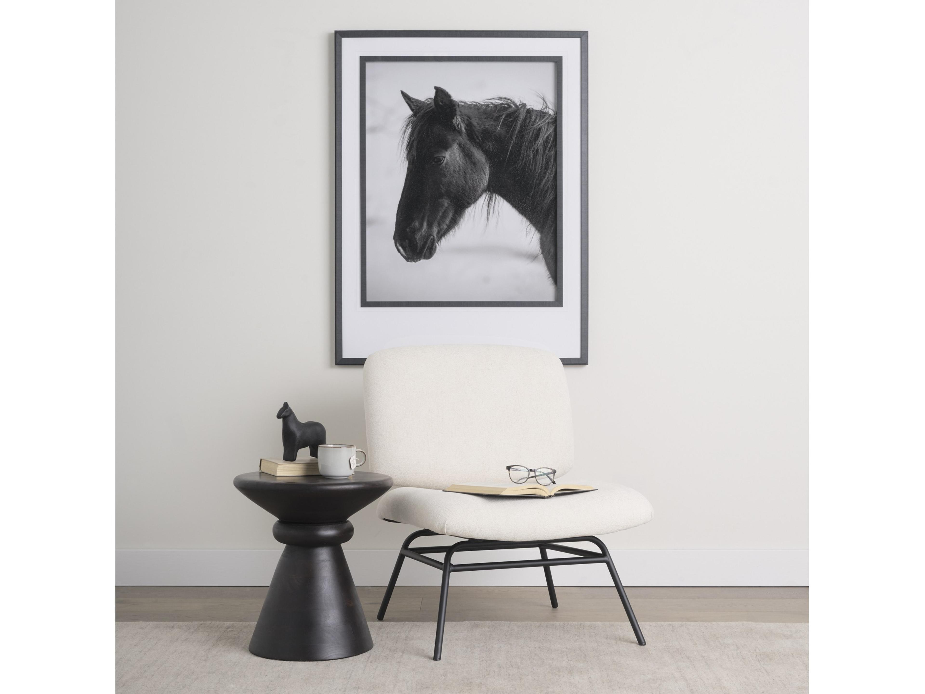 Mercana Nora Cream Fabric w/ Matte Black Metal Legs Accent Chair