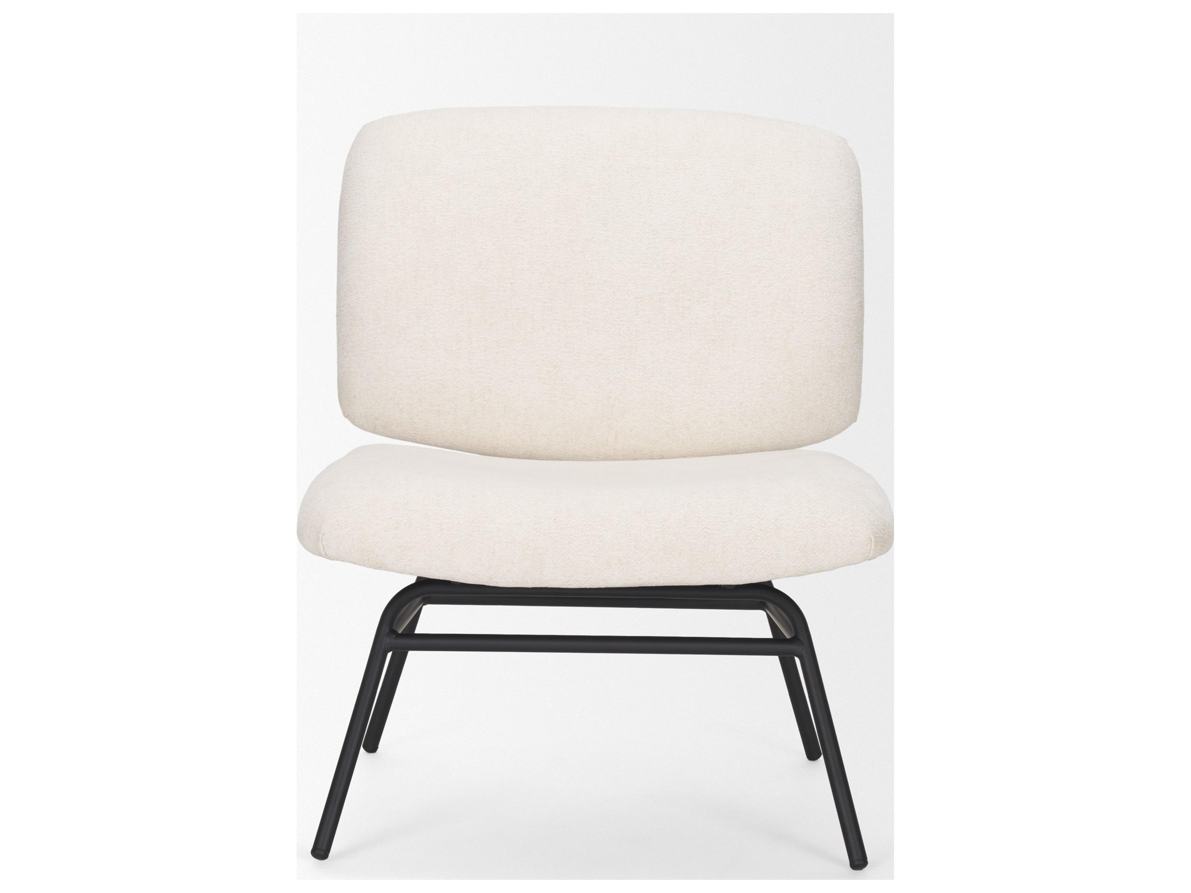 Mercana Nora Cream Fabric w/ Matte Black Metal Legs Accent Chair