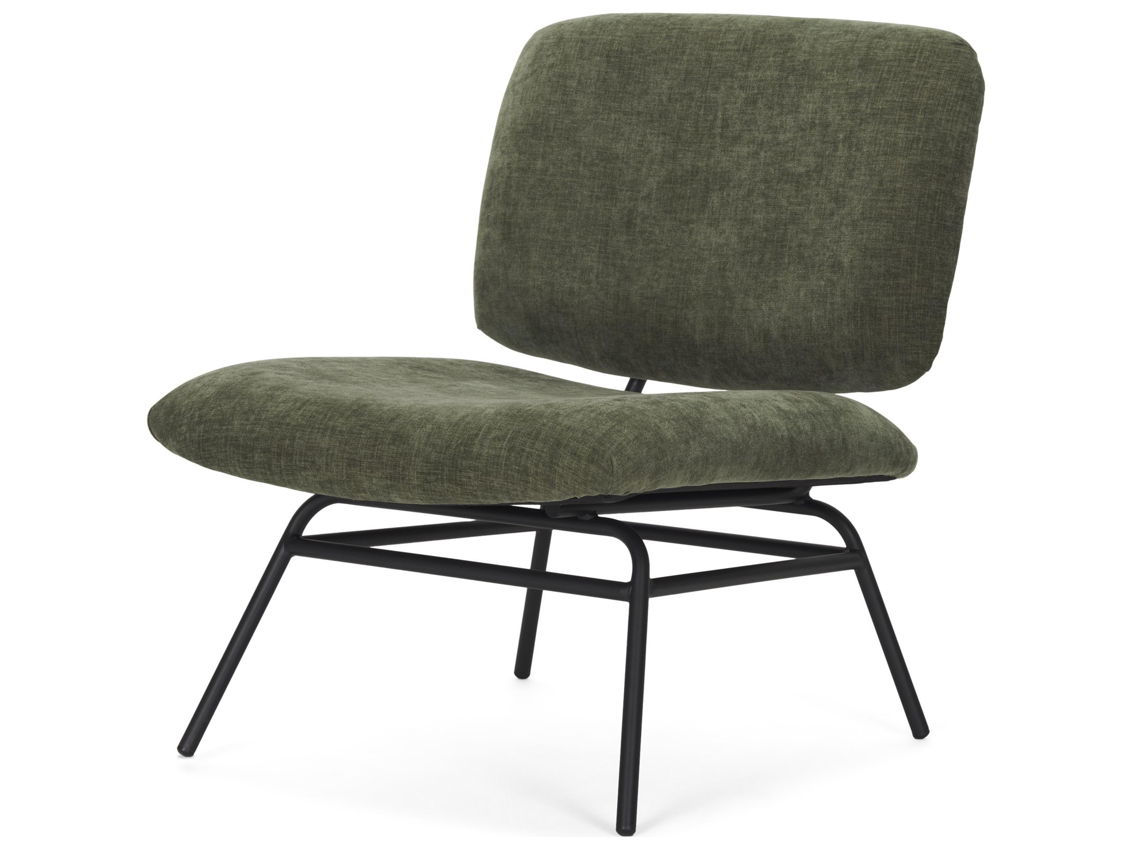 Nora Forest Green Fabric w/ Matte Black Metal Legs Accent Chair