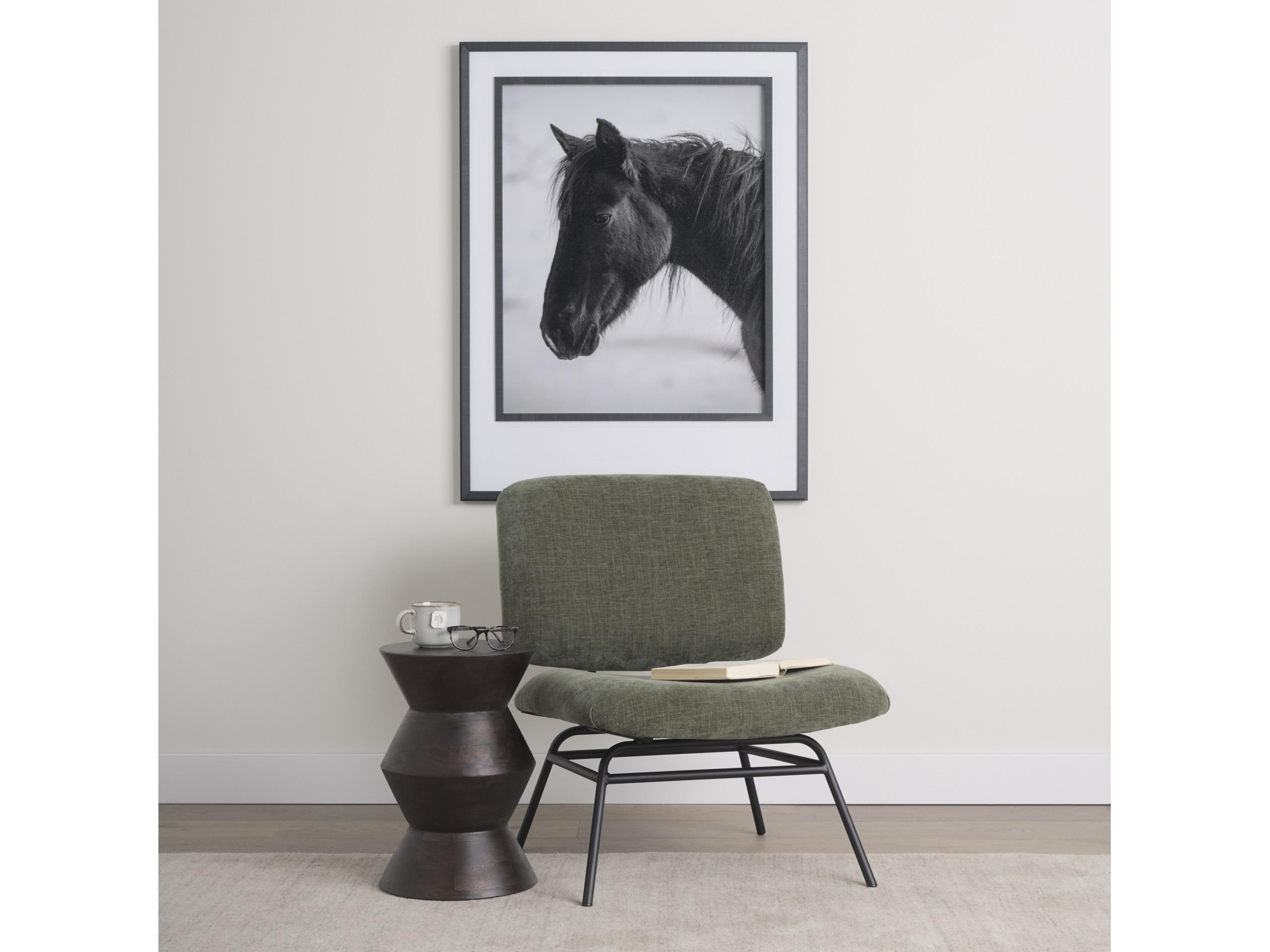 Mercana Nora Forest Green Fabric w/ Matte Black Metal Legs Accent Chair