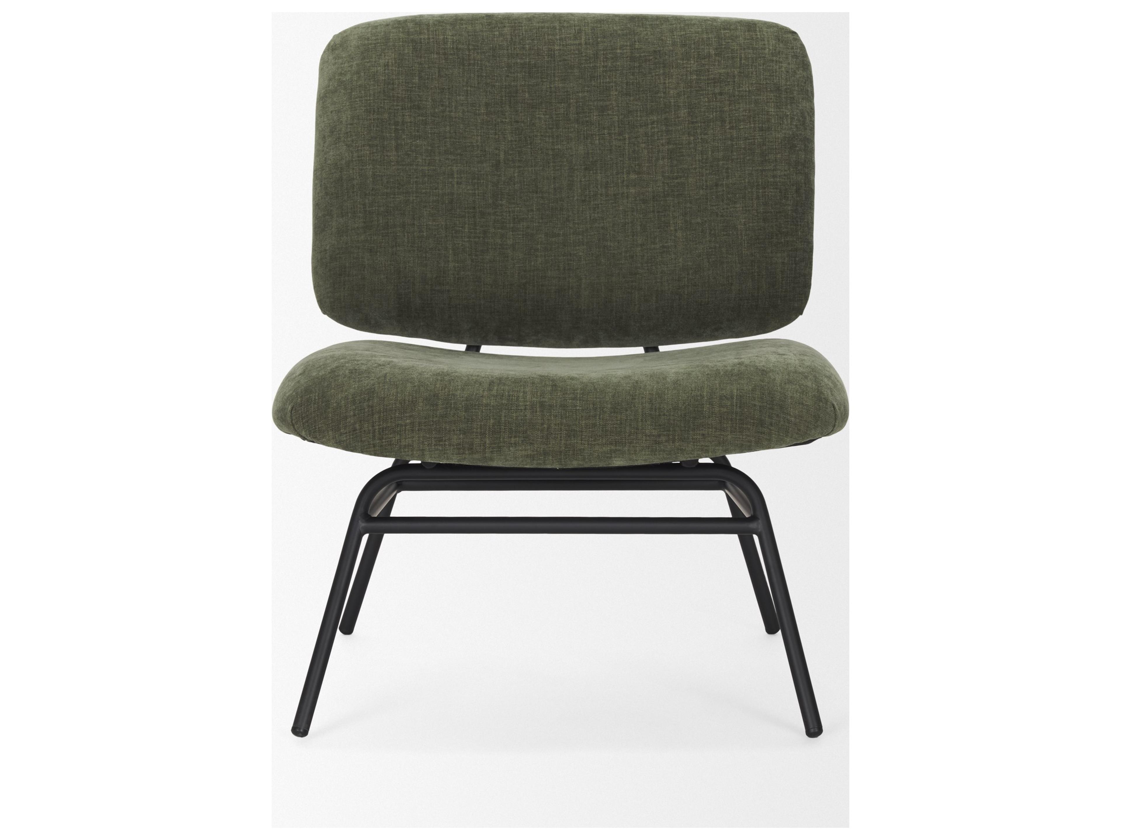 Mercana Nora Forest Green Fabric w/ Matte Black Metal Legs Accent Chair