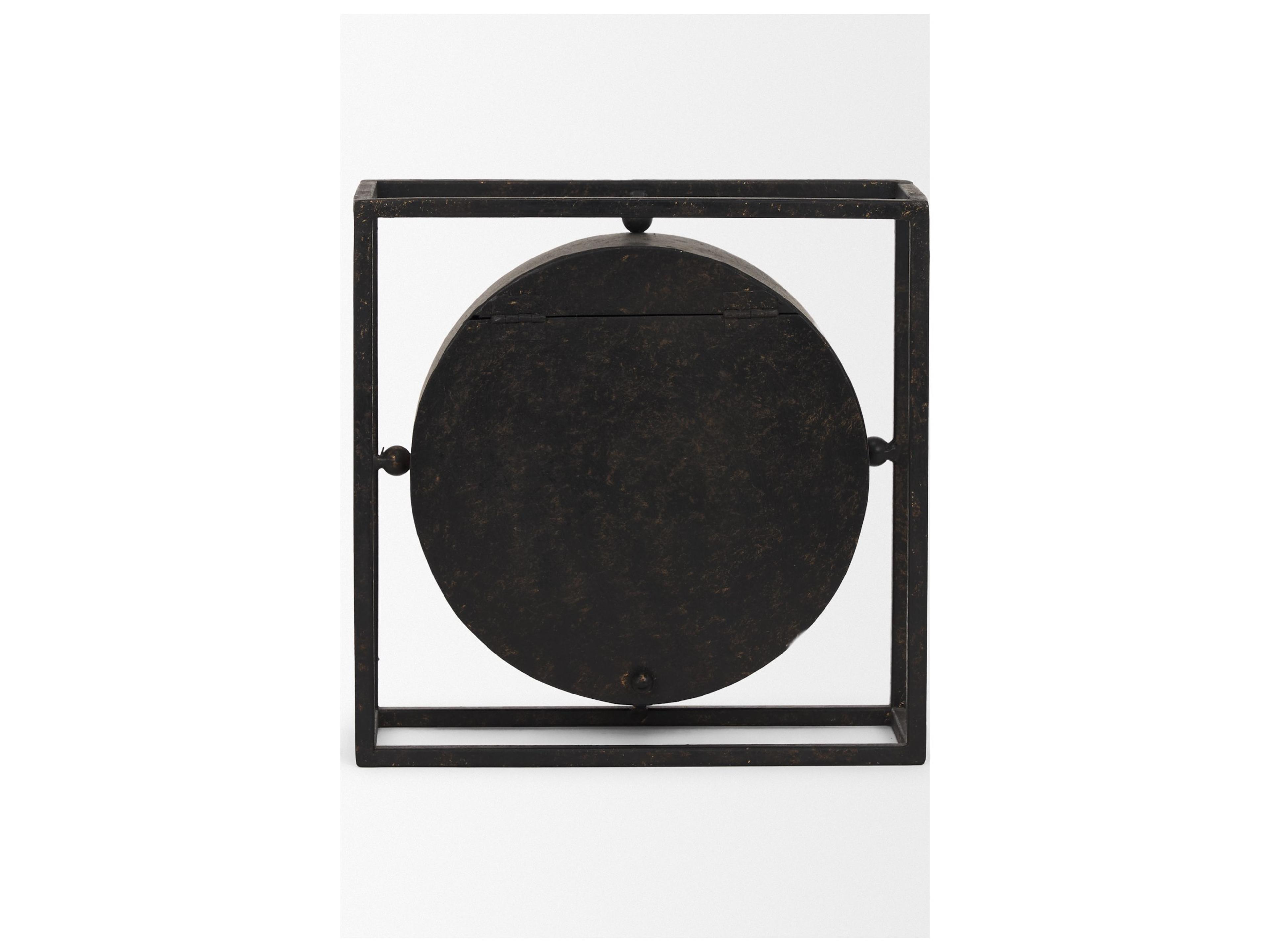 Mercana Raisa Black w/ Gold Antiquing Metal Table Clock