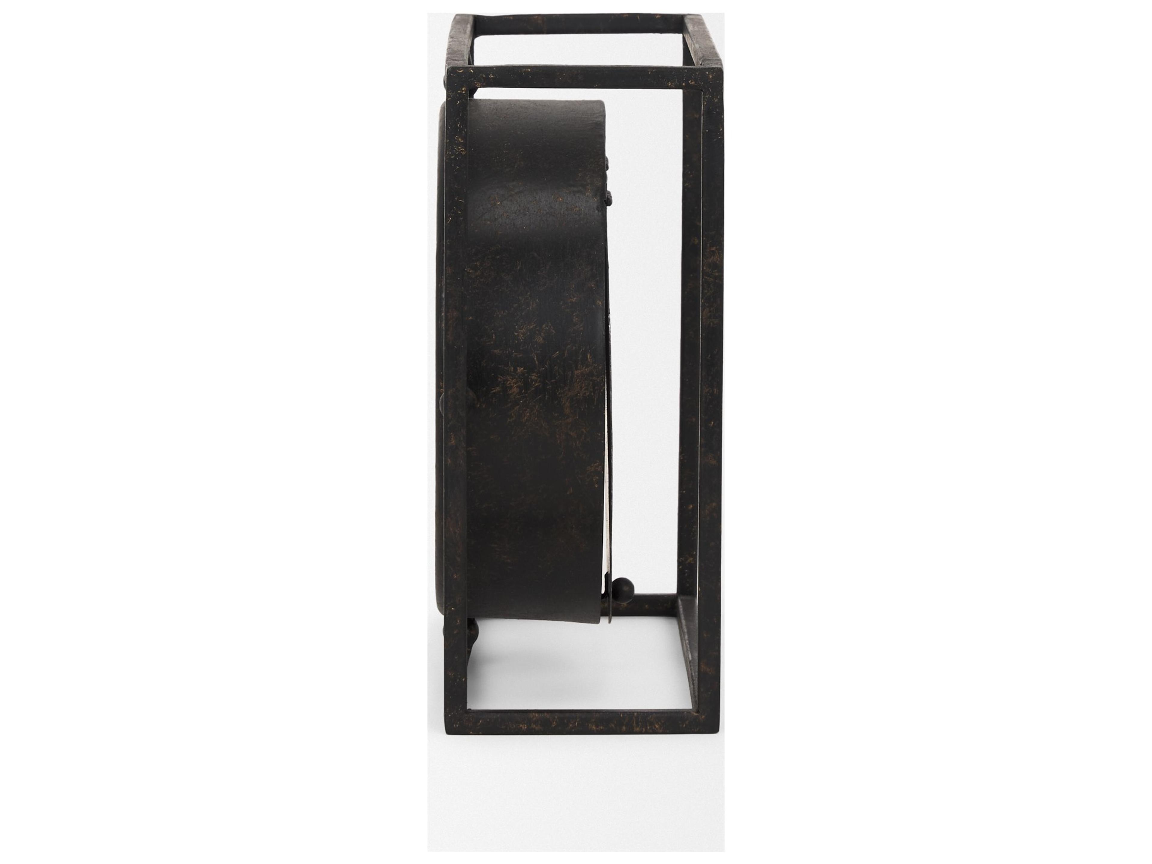 Mercana Raisa Black w/ Gold Antiquing Metal Table Clock