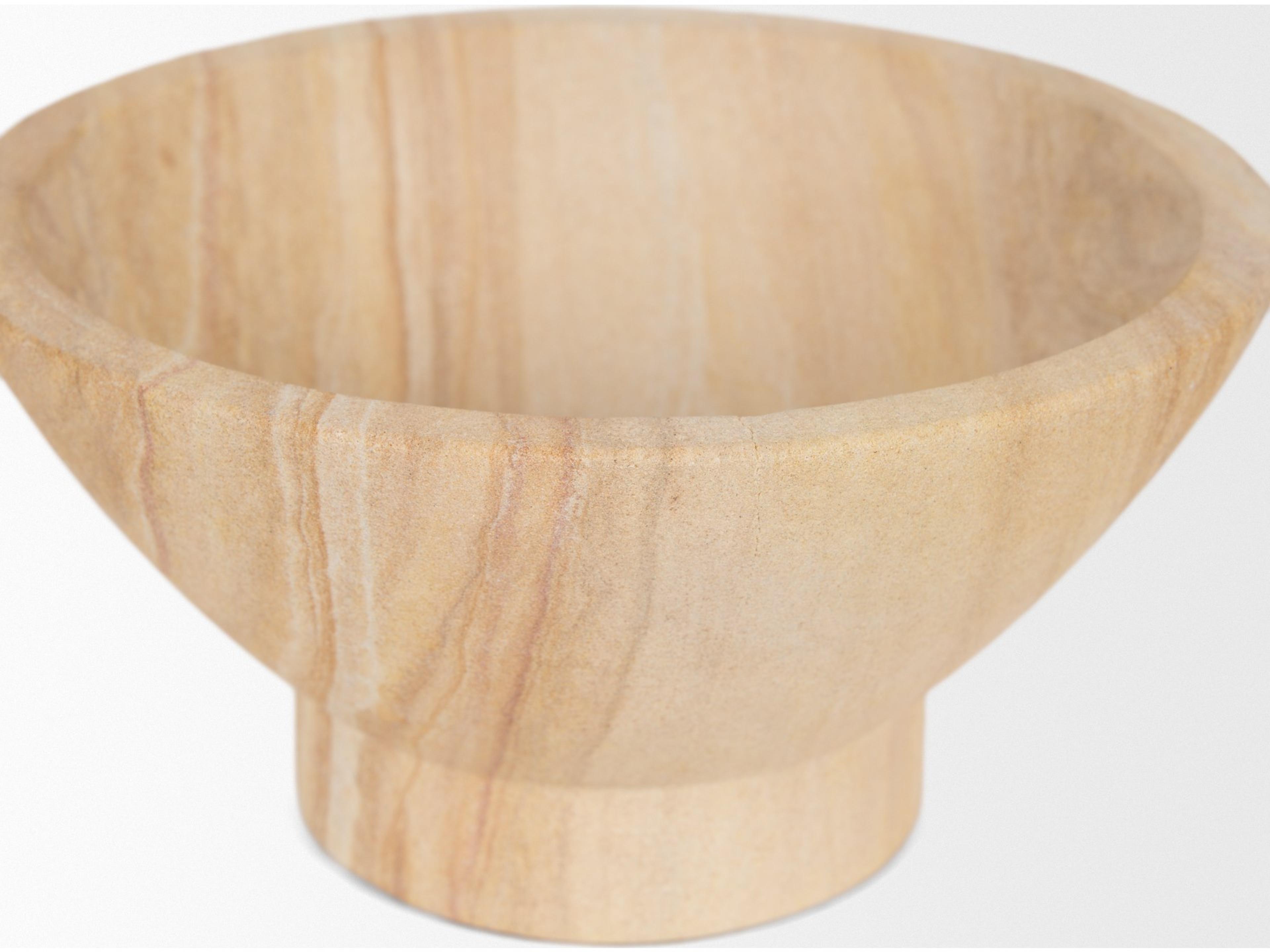 Mercana Ramira Beige Sandstone Decorative Pedestal Bowl